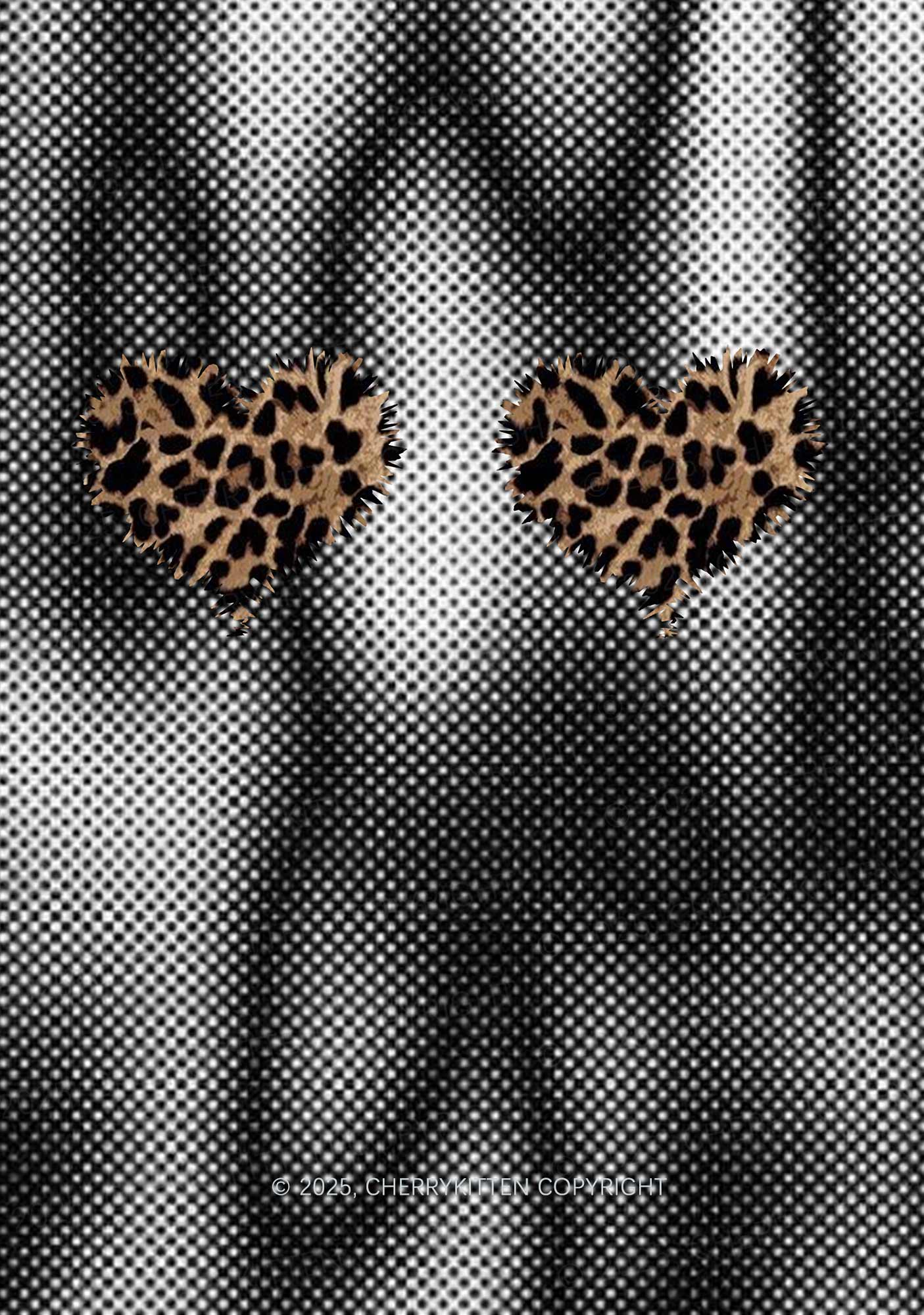 Leopard Hearts Y2K Mesh Long Sleeve Crop Top Cherrykitten