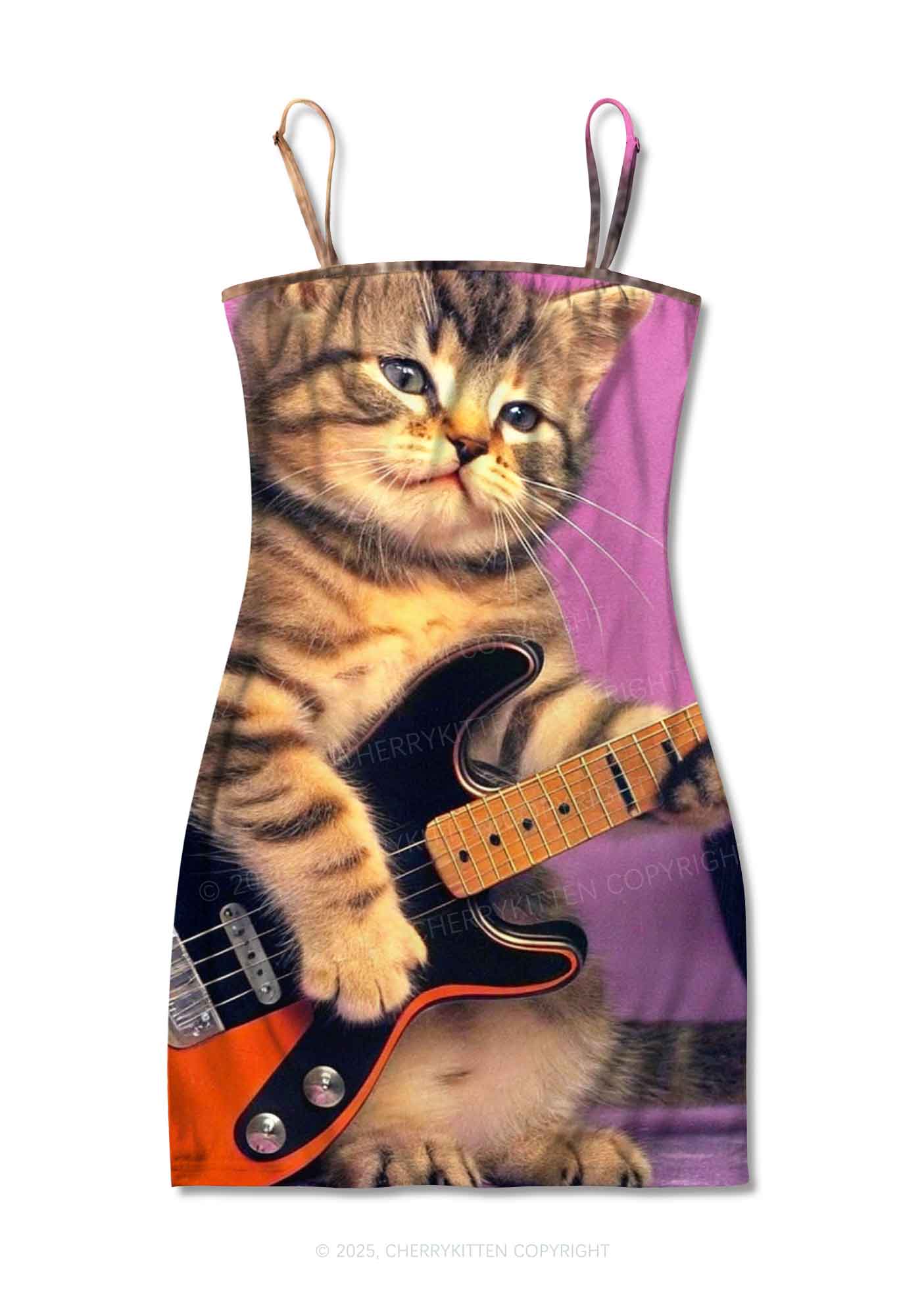 Rock Kitten Y2K Print Slip Dress Cherrykitten
