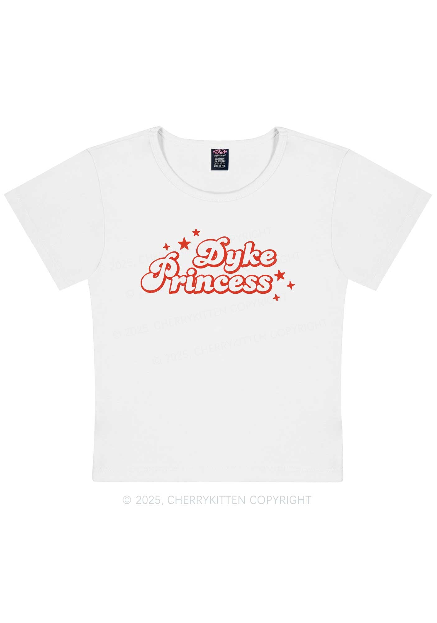 Dyke Princess Pride Y2K Baby Tee Cherrykitten