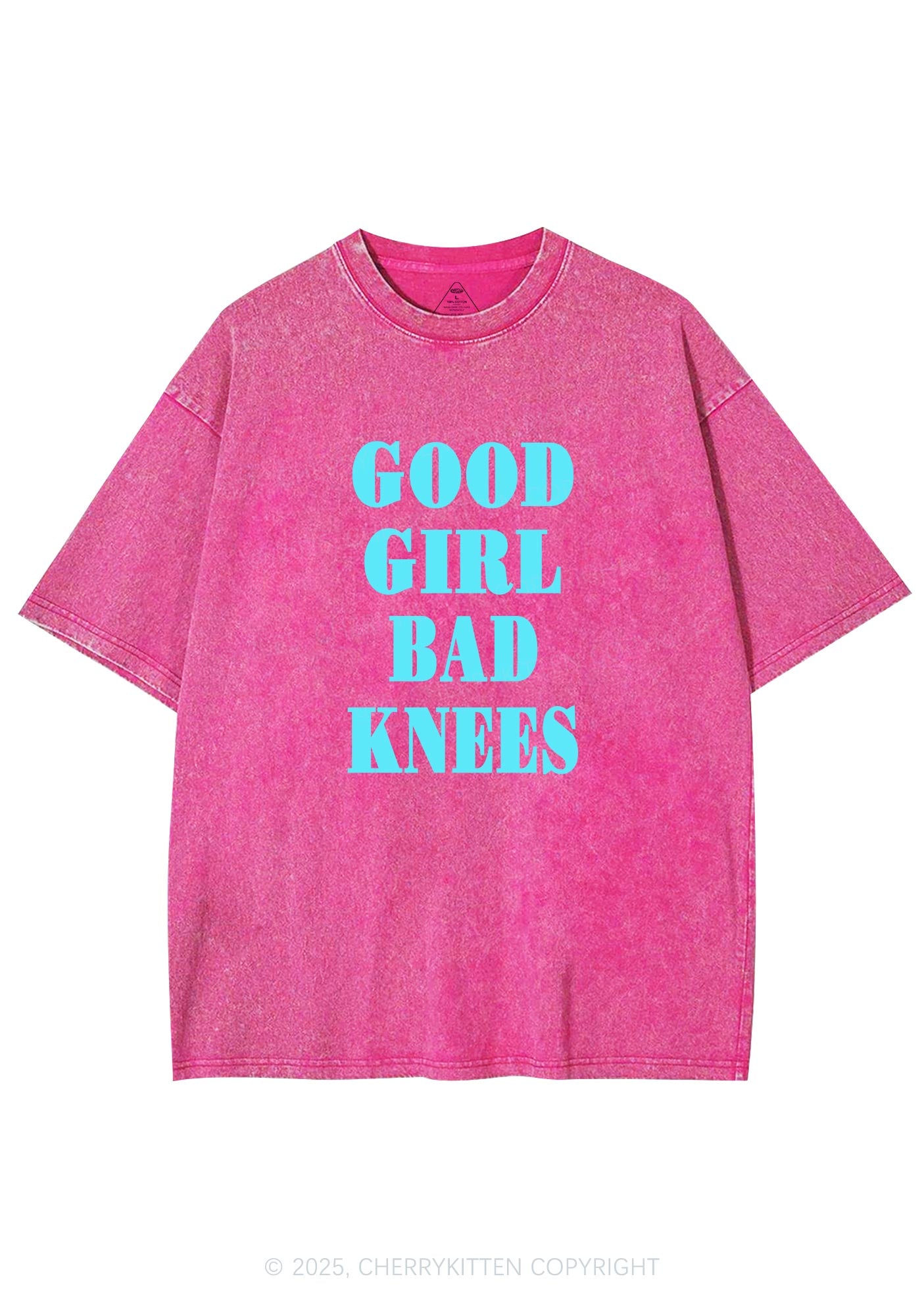 Good Girl Bad Knees Y2K Shirts Washed Tee Cherrykitten