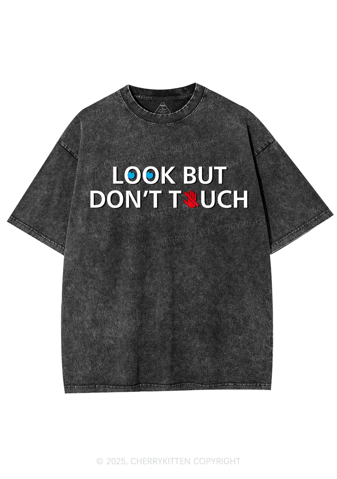 Look Dont Touch Y2K Shirts Washed Tee Cherrykitten