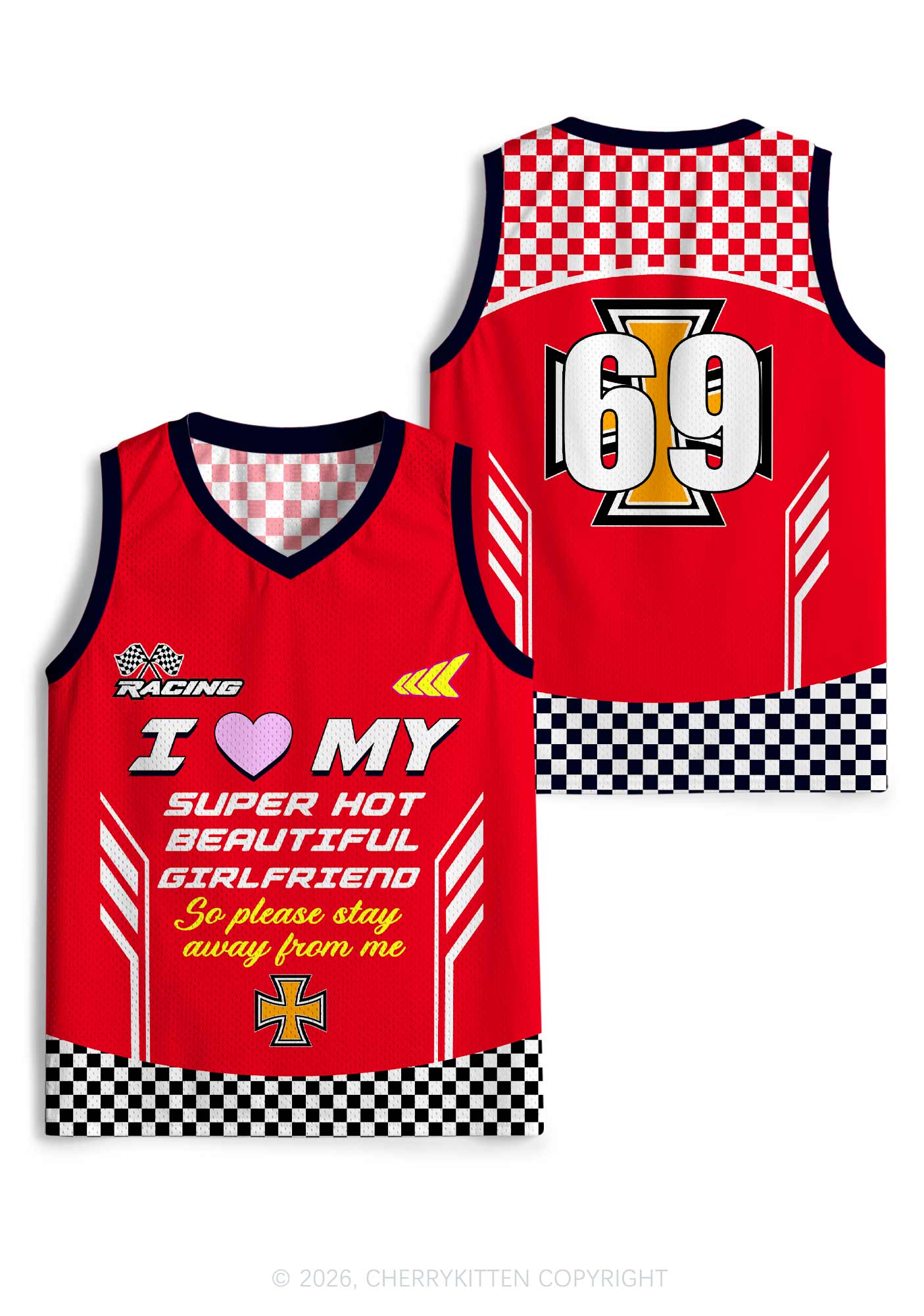 I Love My Super Hot GF Y2K Sport Jersey Tank Cherrykitten