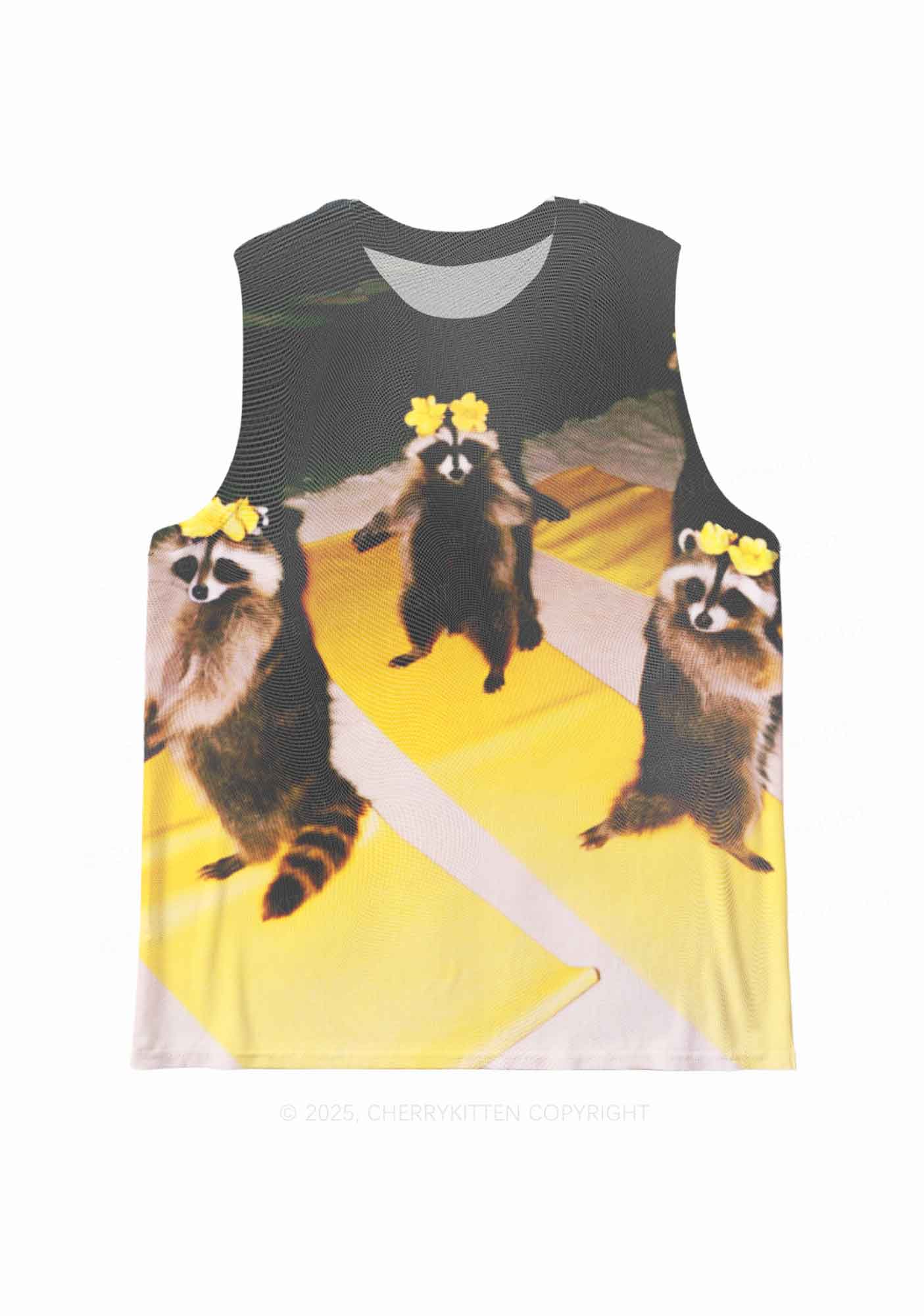 Yoga Raccoon Y2K Mesh Muscle Tank Cherrykitten