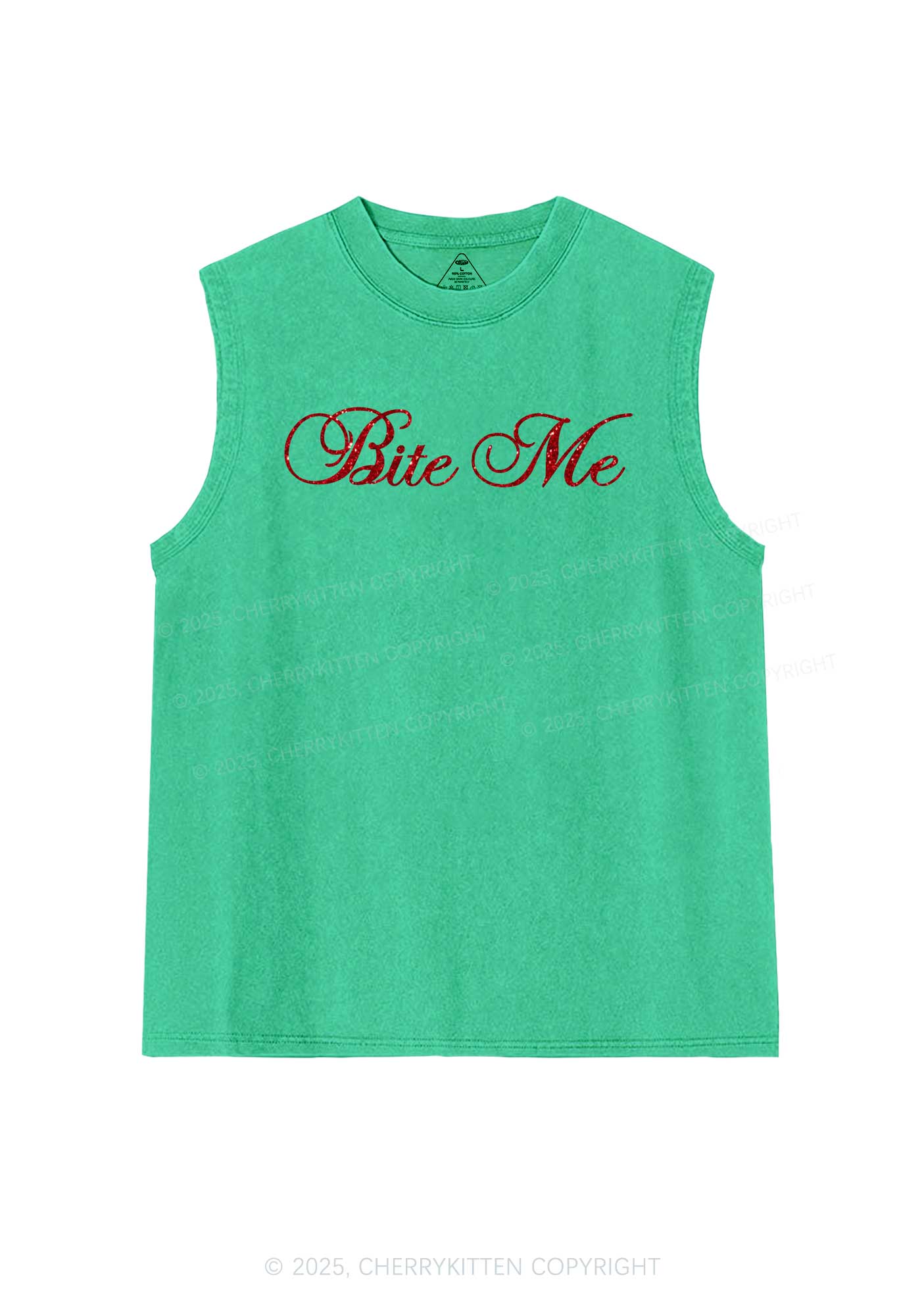 Glitter Bite Me Y2K Washed Muscle Tank Cherrykitten