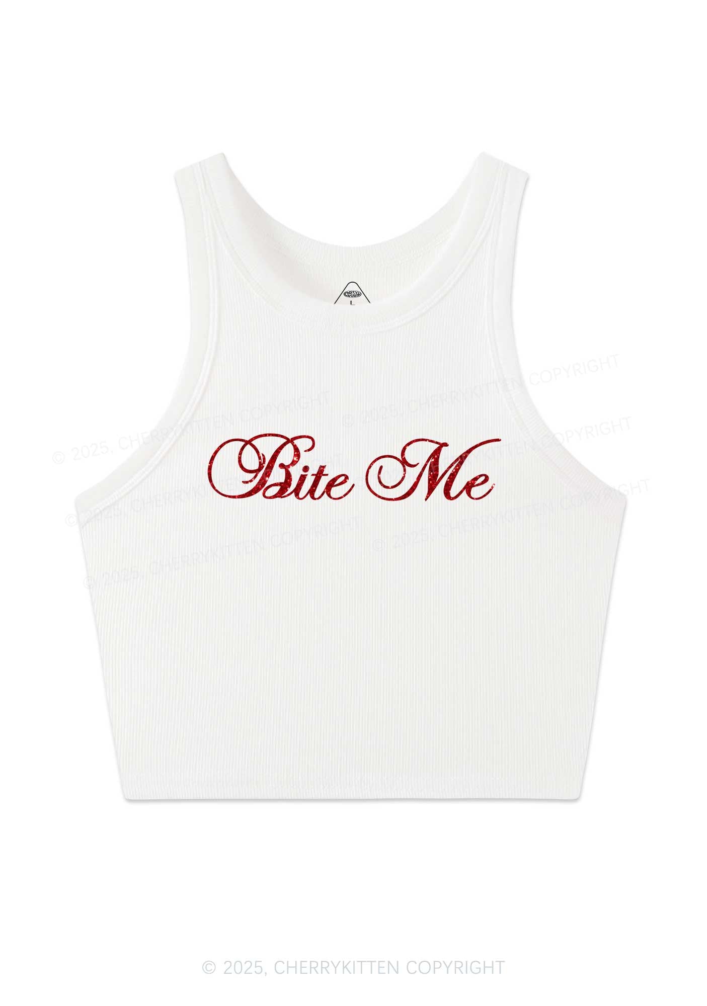 Glitter Bite Me Y2K Crop Tank Top Cherrykitten