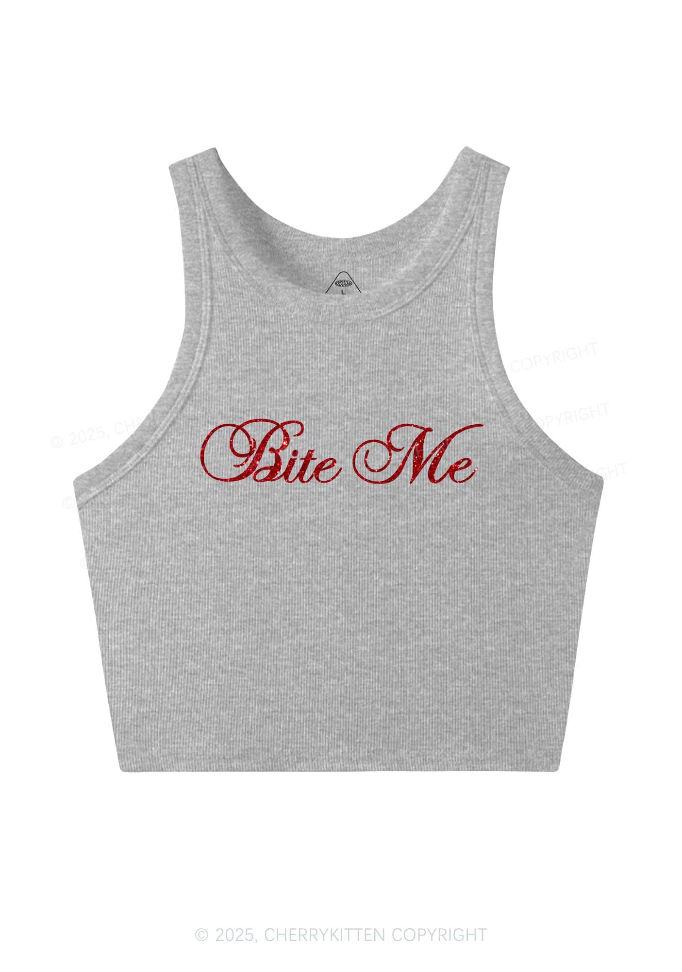 Glitter Bite Me Y2K Crop Tank Top Cherrykitten