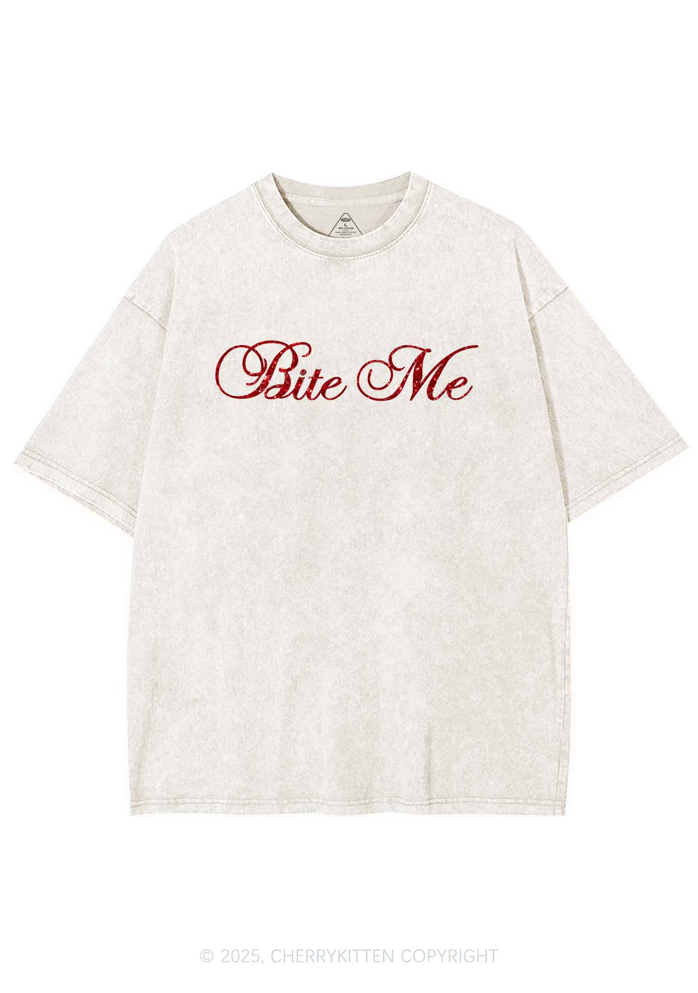 Glitter Bite Me Y2K Shirts Washed Tee Cherrykitten