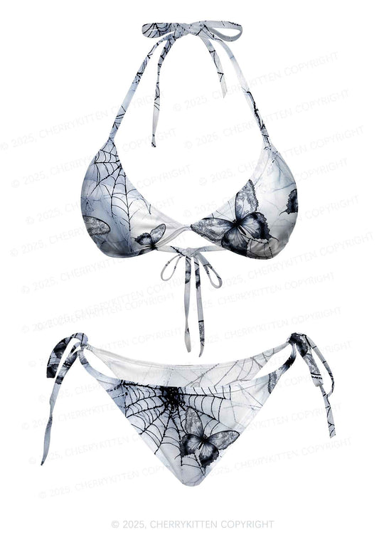 Web And Butterflies Y2K Print Bikini Set Cherrykitten