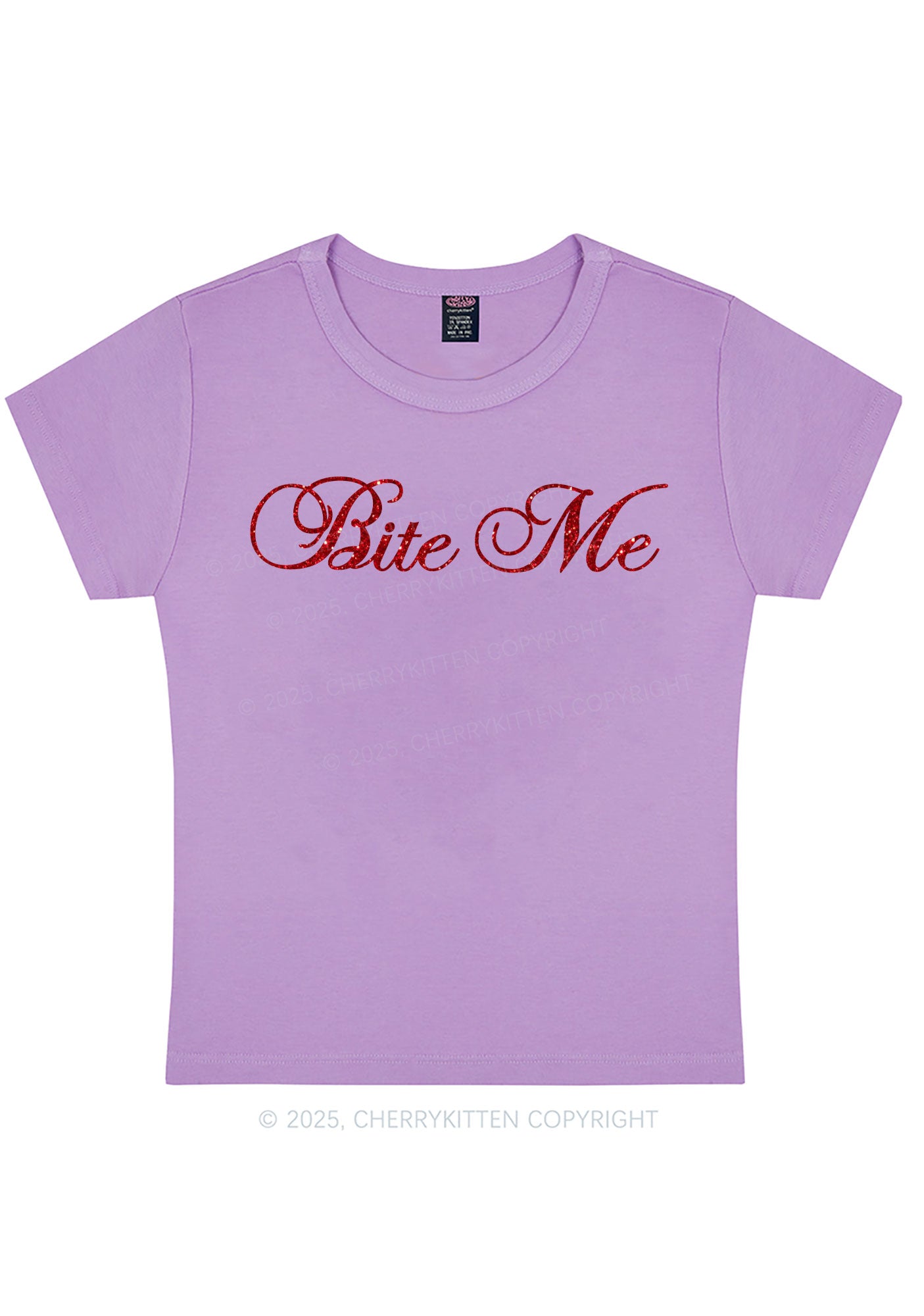 Glitter Bite Me Y2K Baby Tee Cherrykitten