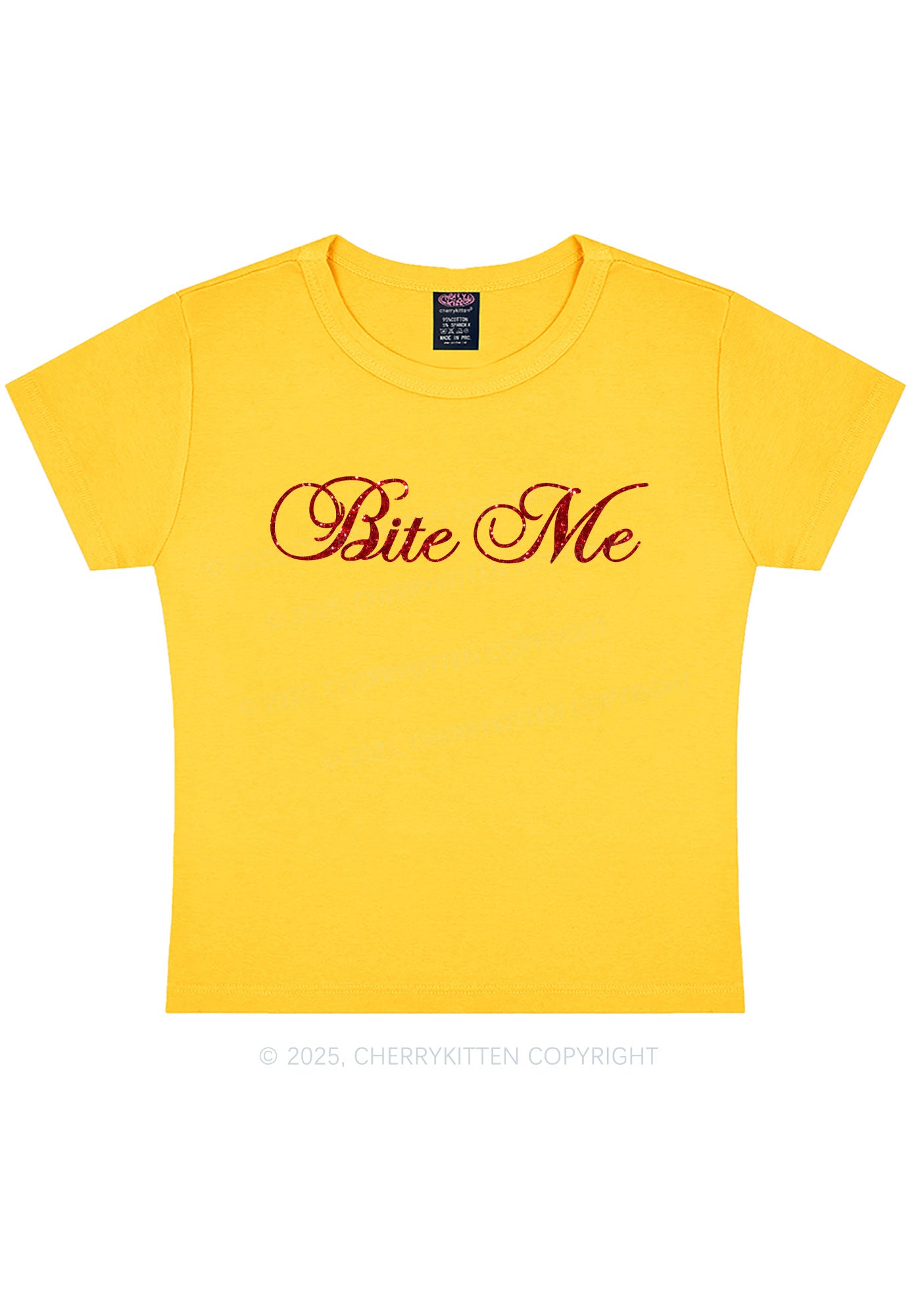 Glitter Bite Me Y2K Baby Tee Cherrykitten