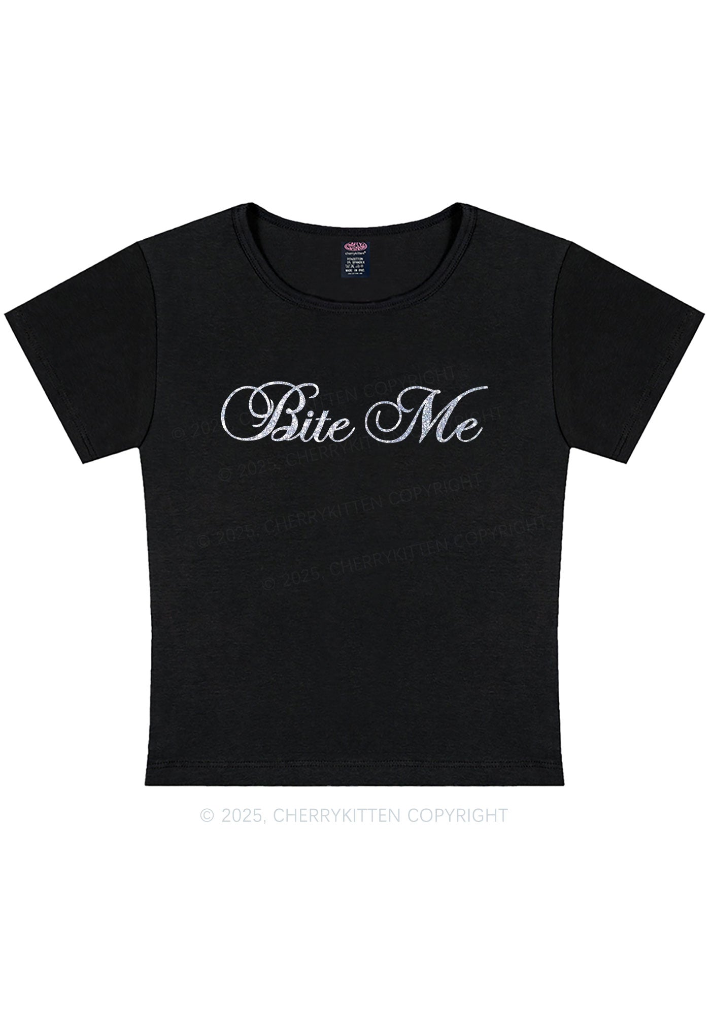 Glitter Bite Me Y2K Baby Tee Cherrykitten