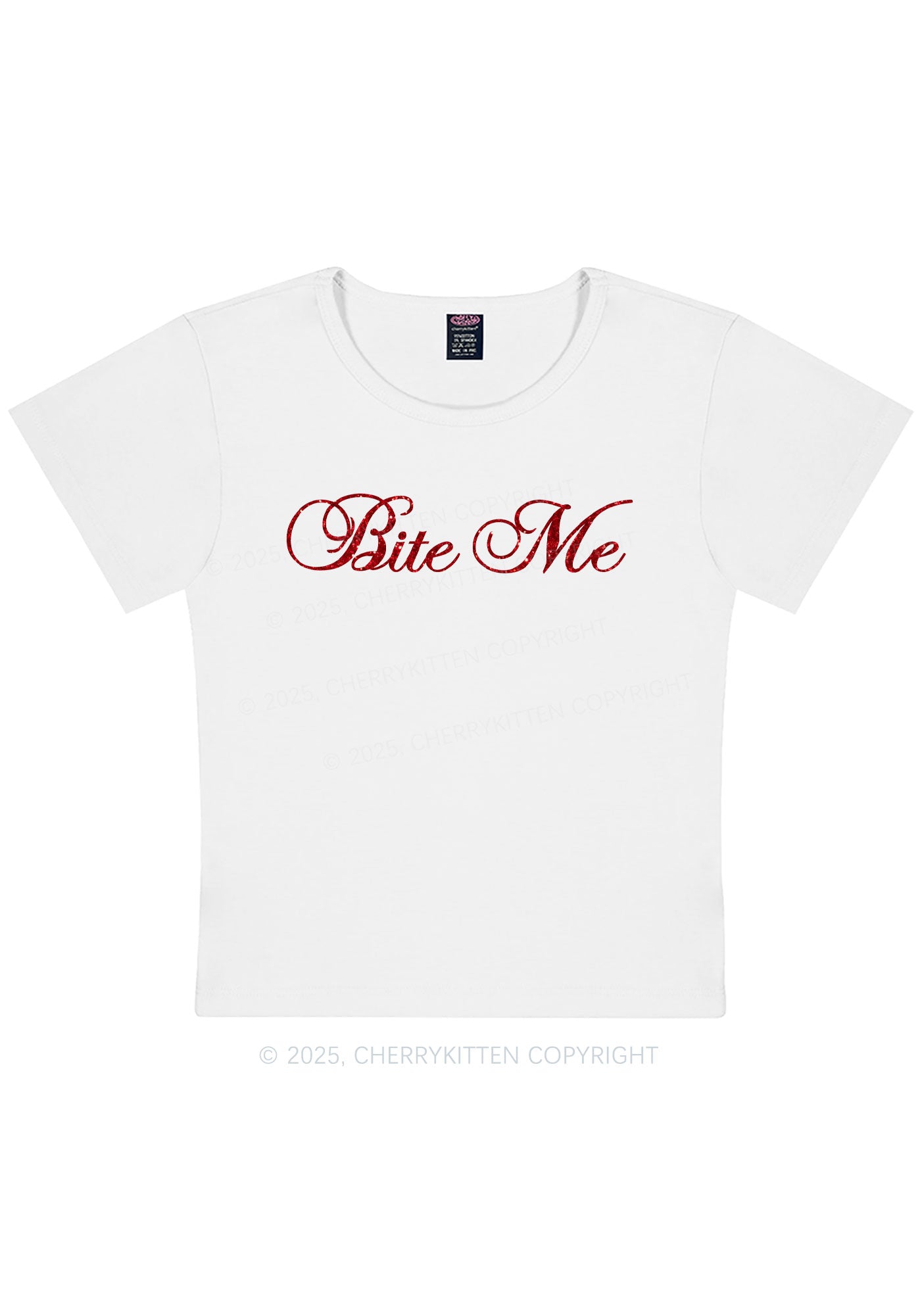 Glitter Bite Me Y2K Baby Tee Cherrykitten