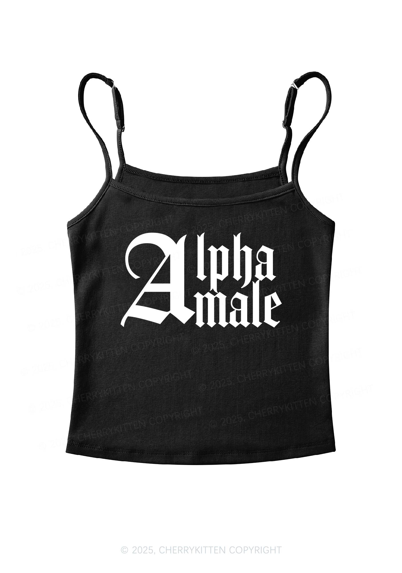 Custom Text Gothic Font Y2K Spaghetti Strap Cami Cherrykitten