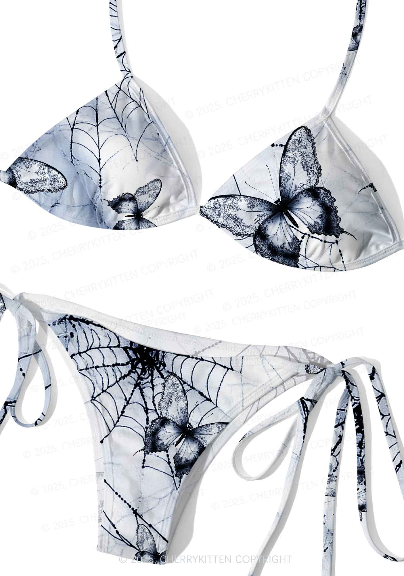Web And Butterflies Y2K Print Bikini Set Cherrykitten
