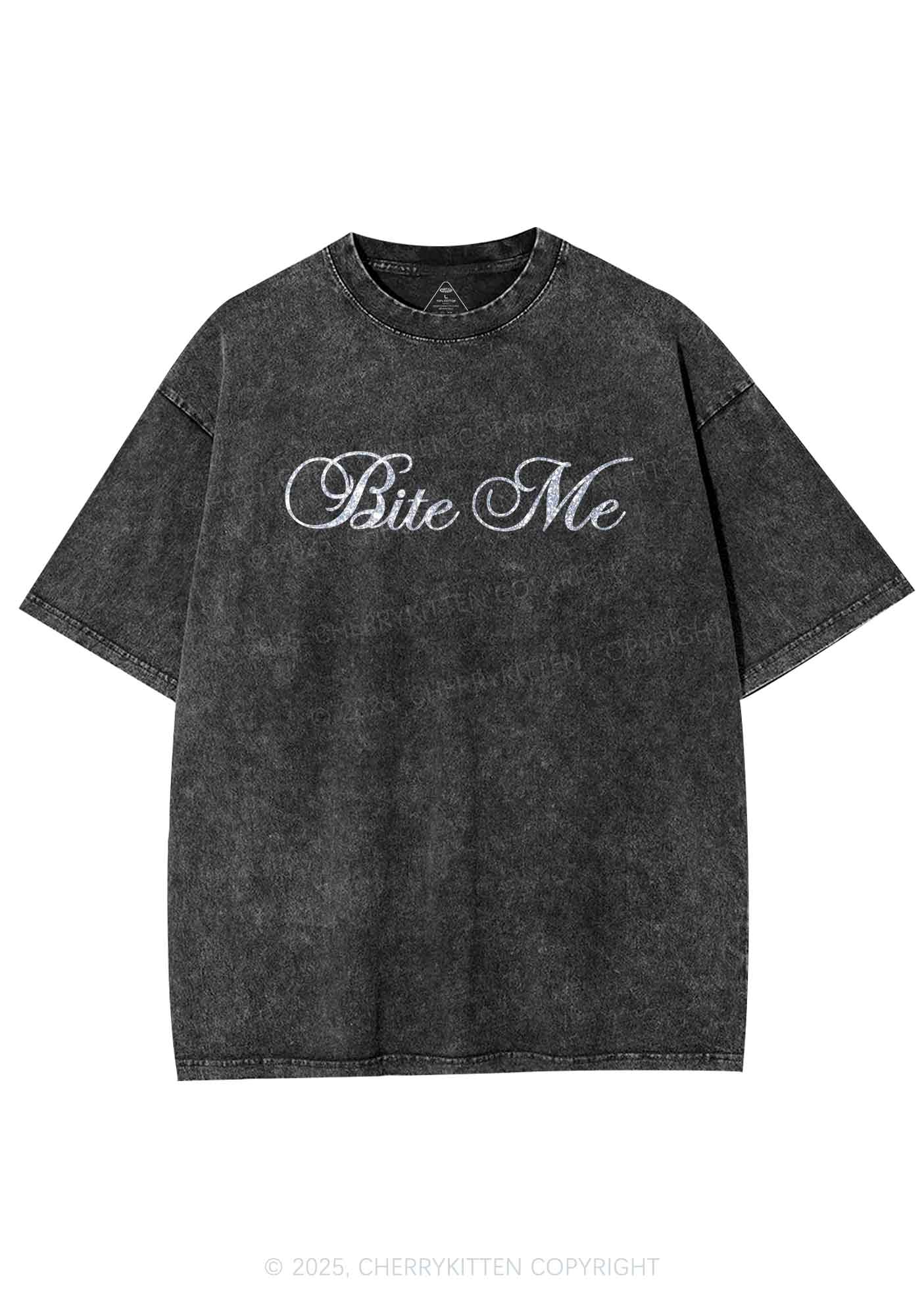 Glitter Bite Me Y2K Shirts Washed Tee Cherrykitten