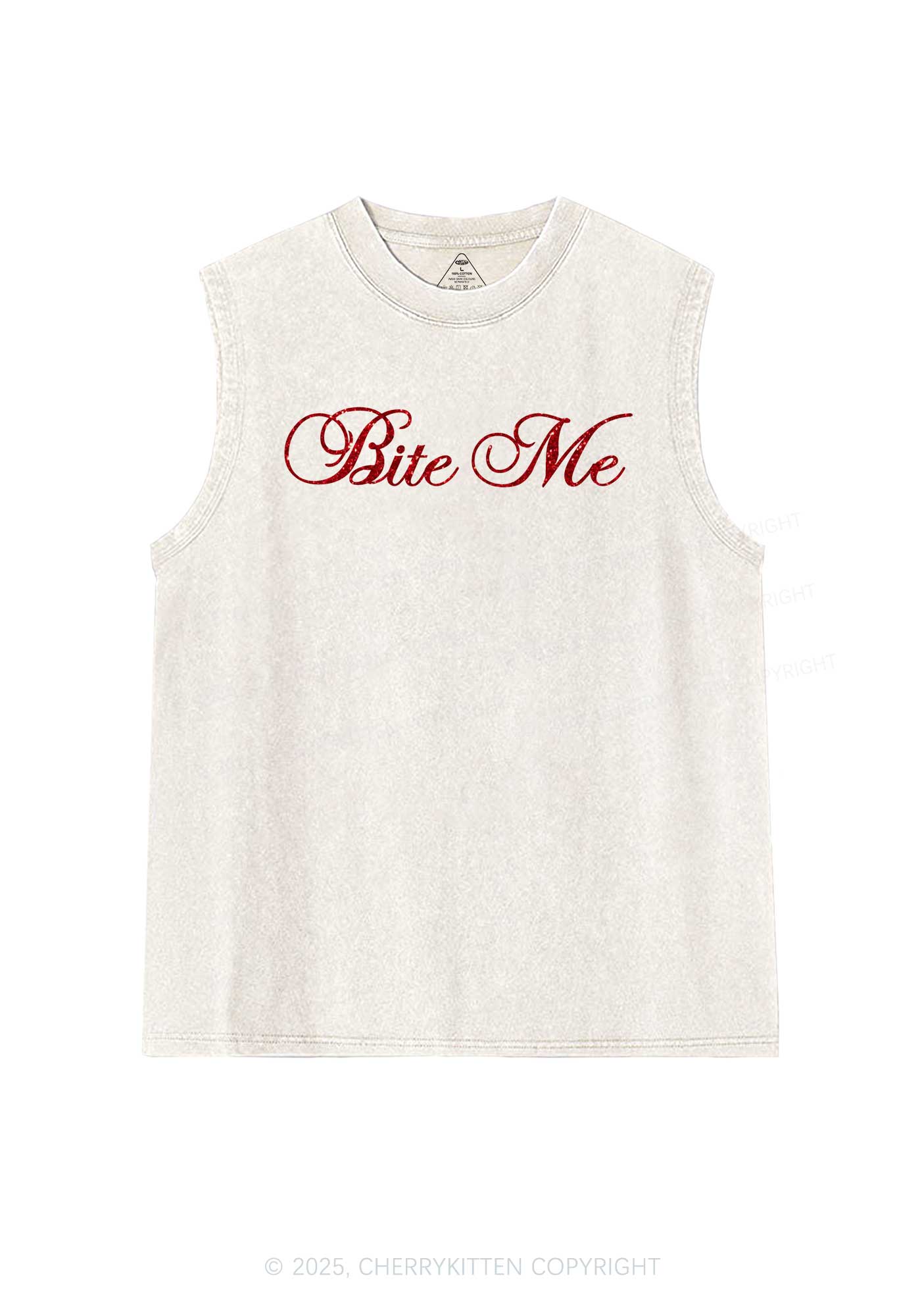 Glitter Bite Me Y2K Washed Muscle Tank Cherrykitten