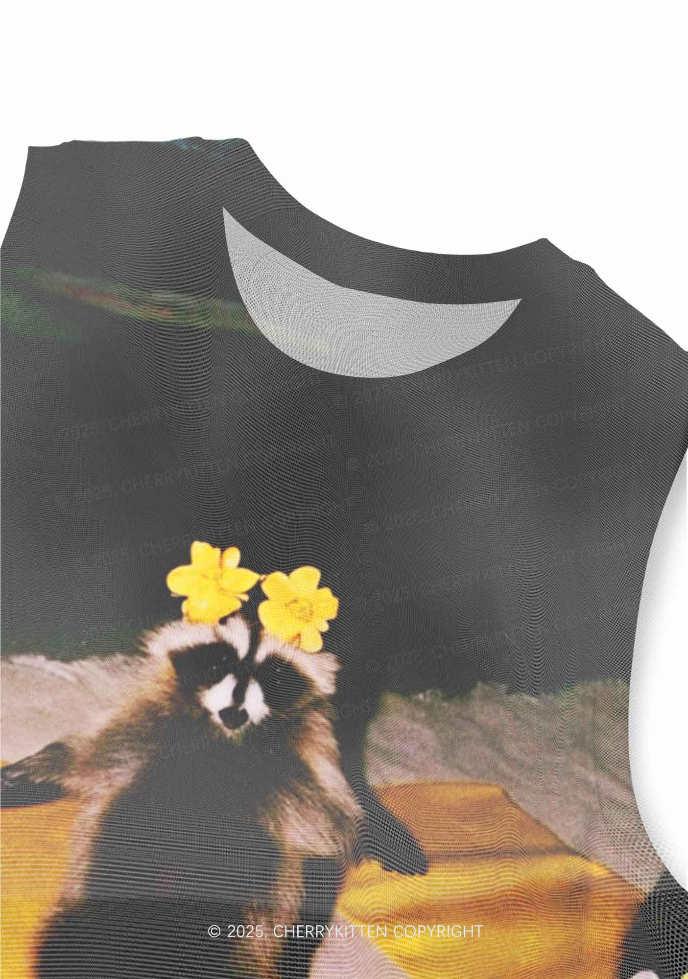 Yoga Raccoon Y2K Mesh Muscle Tank Cherrykitten