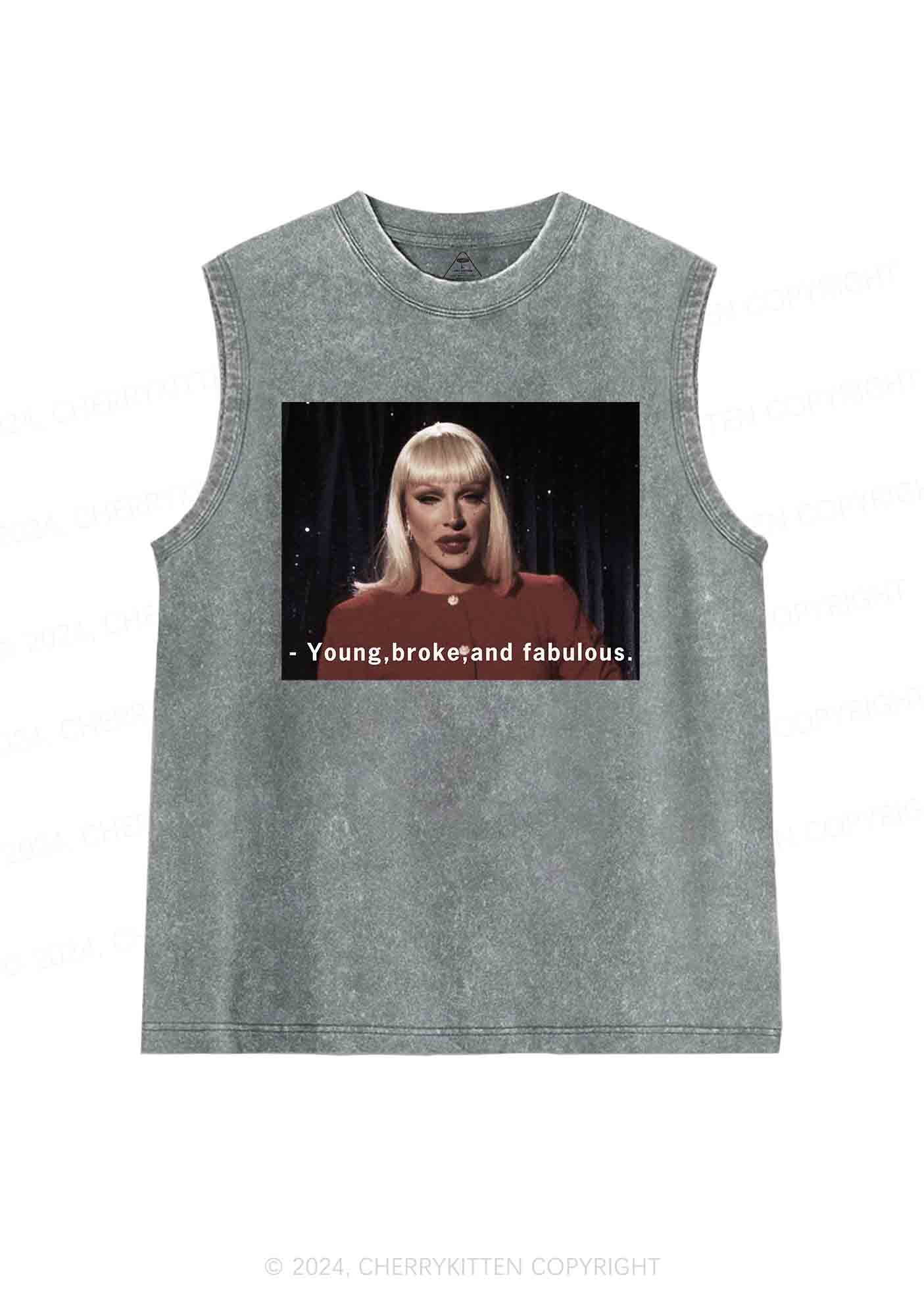 Young Broke Fabulous Y2K Washed Tank Cherrykitten