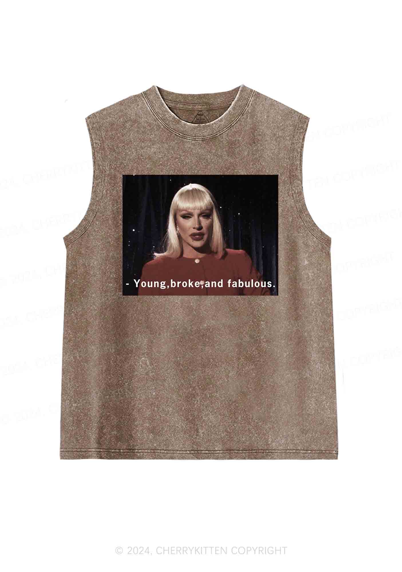 Young Broke Fabulous Y2K Washed Tank Cherrykitten
