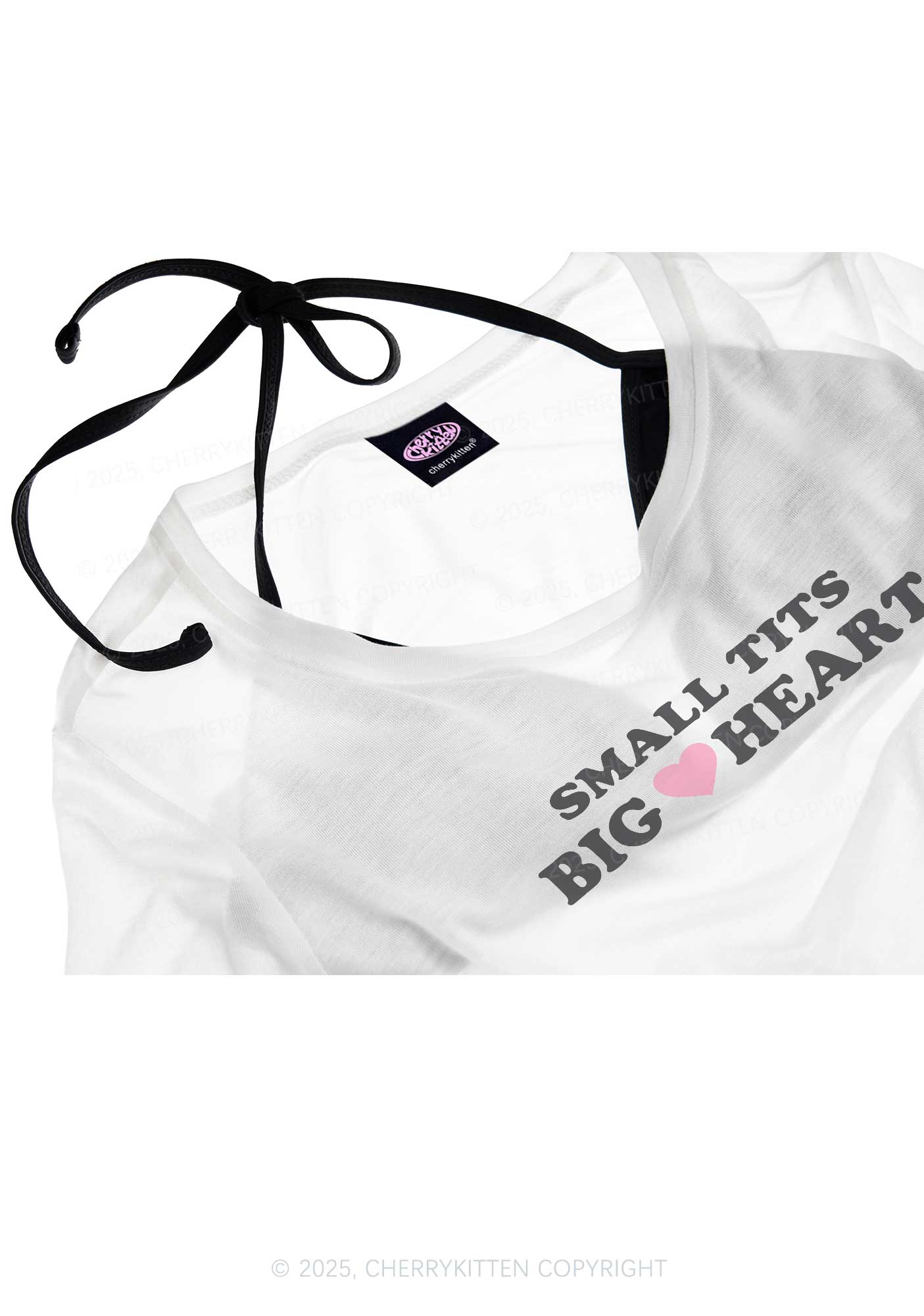 Small But Big Heart Y2K Sheer Crop Tee Cherrykitten