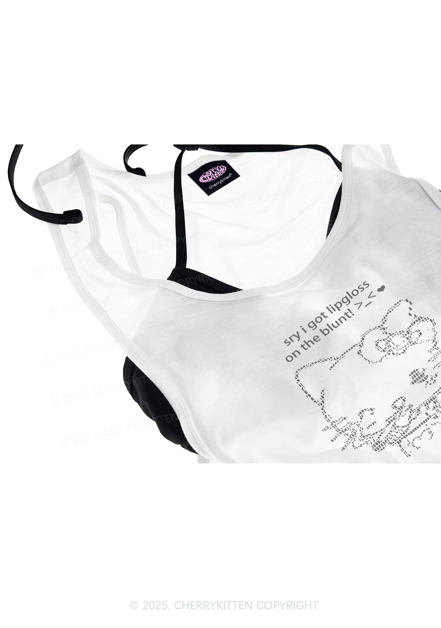 Sorry About Lipgloss Y2K Sheer Boyfriend Tank Cherrykitten