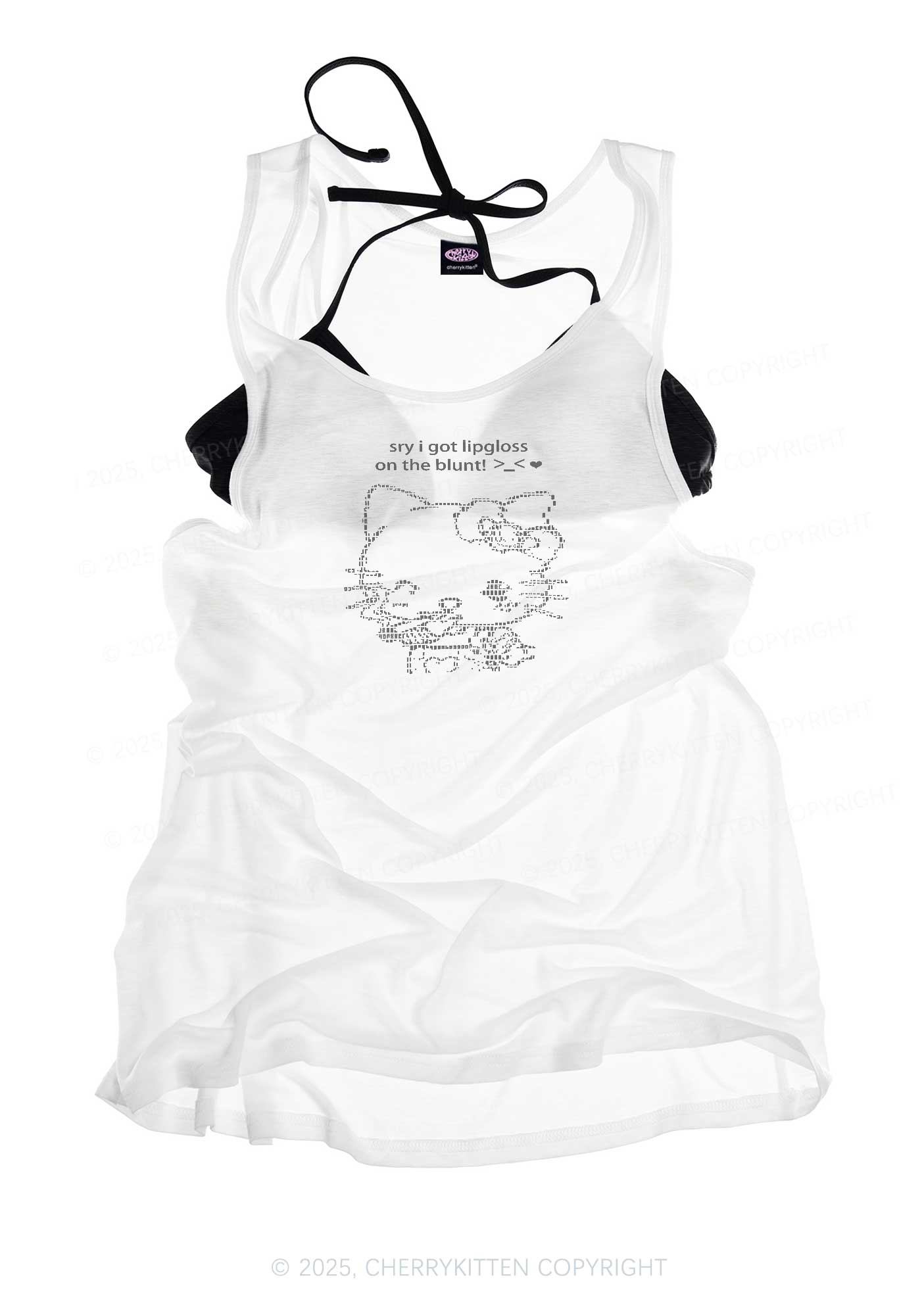 Sorry About Lipgloss Y2K Sheer Boyfriend Tank Cherrykitten