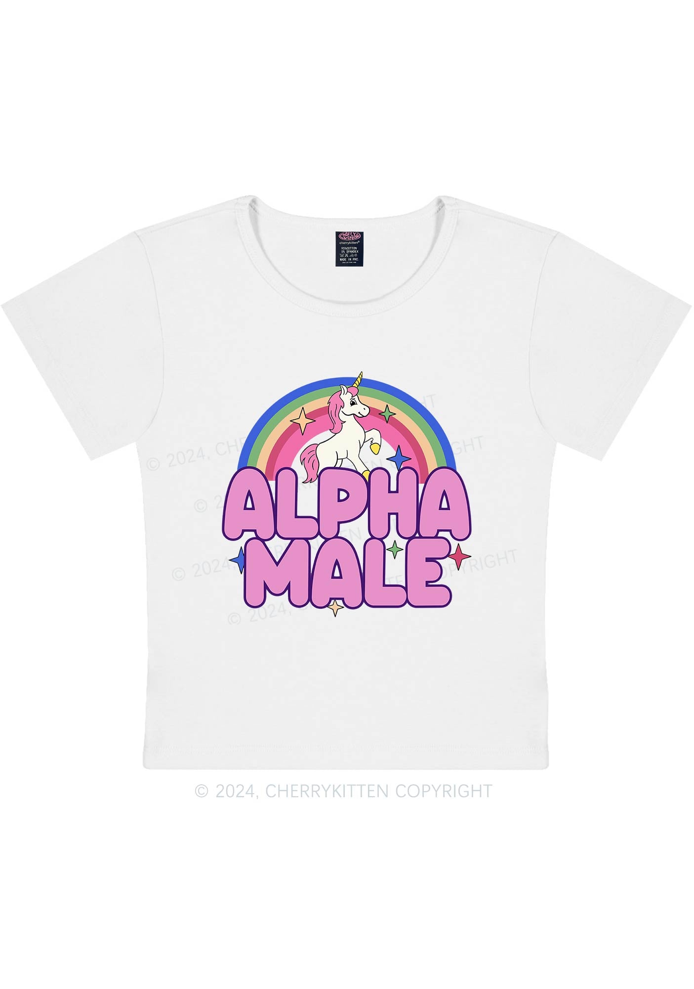 Curvy Rainbow Unicorn Alpha Male Y2K Baby Tee Cherrykitten