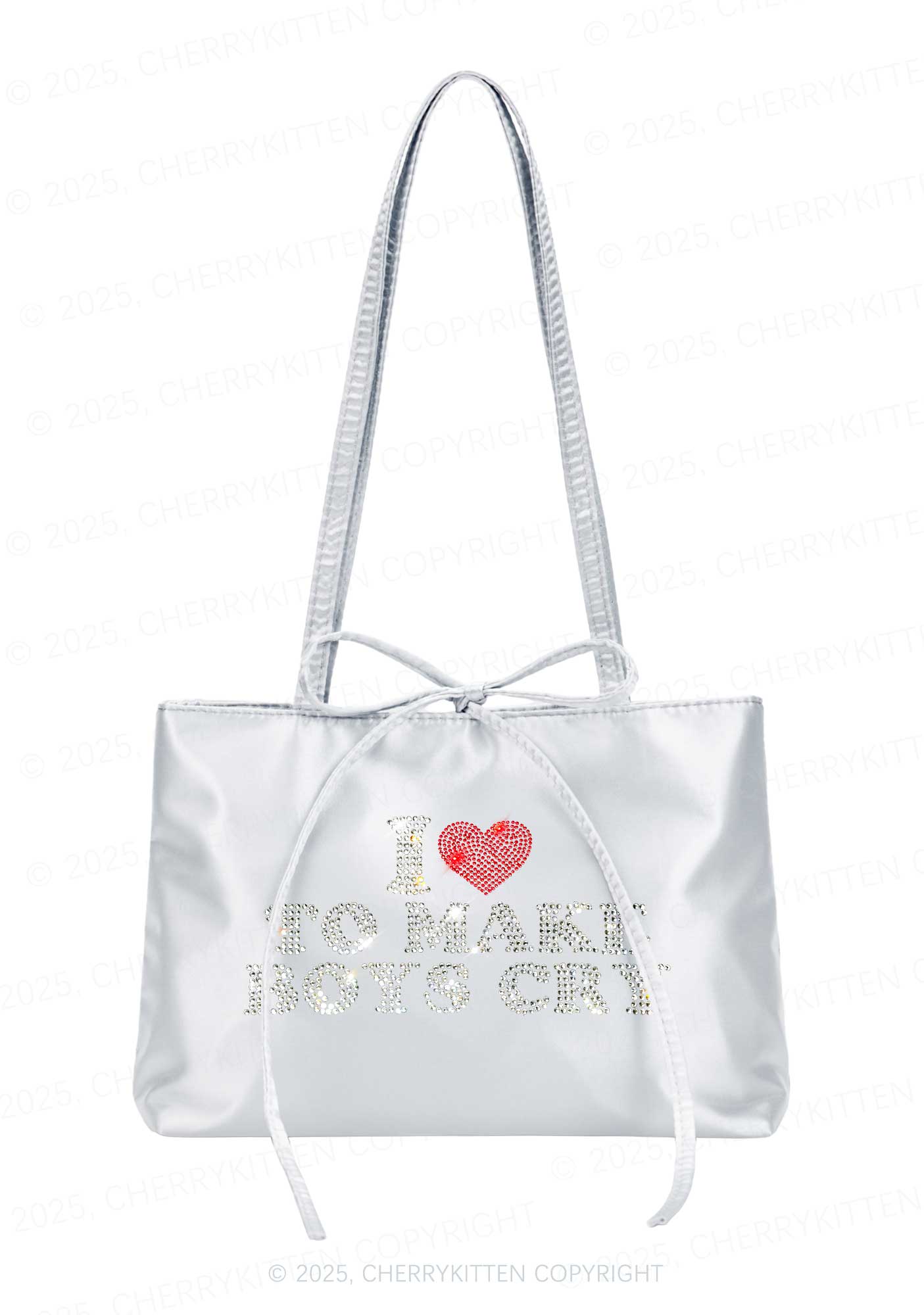 Rhinestone Love To Make Boys Cry Y2K Satin Bags Cherrykitten