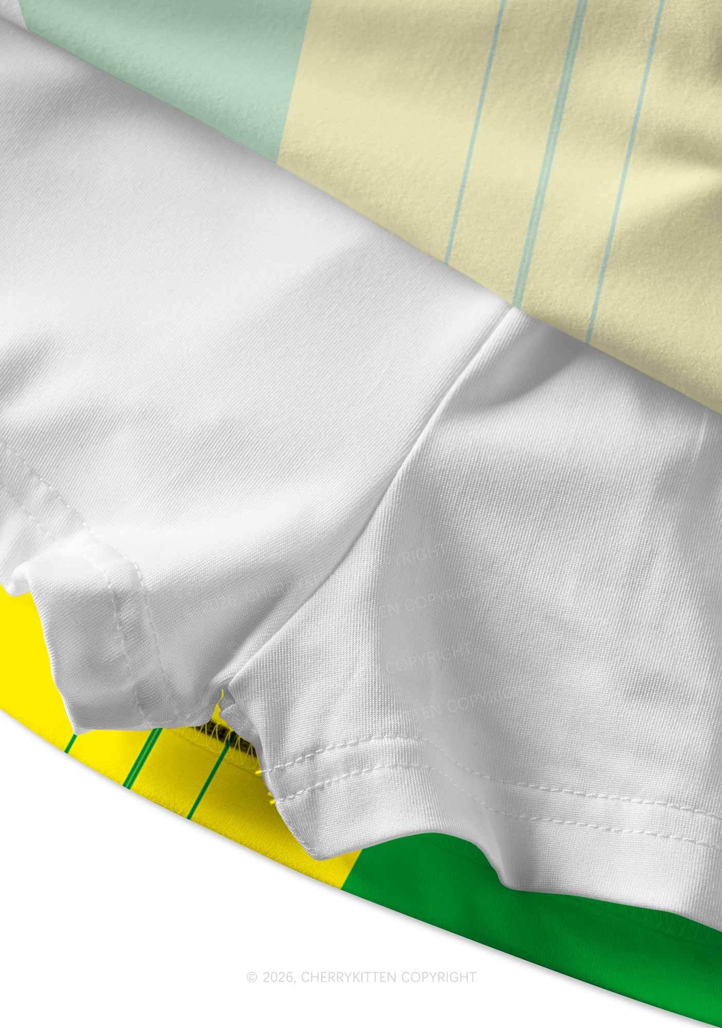 Green Yellow Vertical Stripe Y2K Print Mini Skirt Cherrykitten