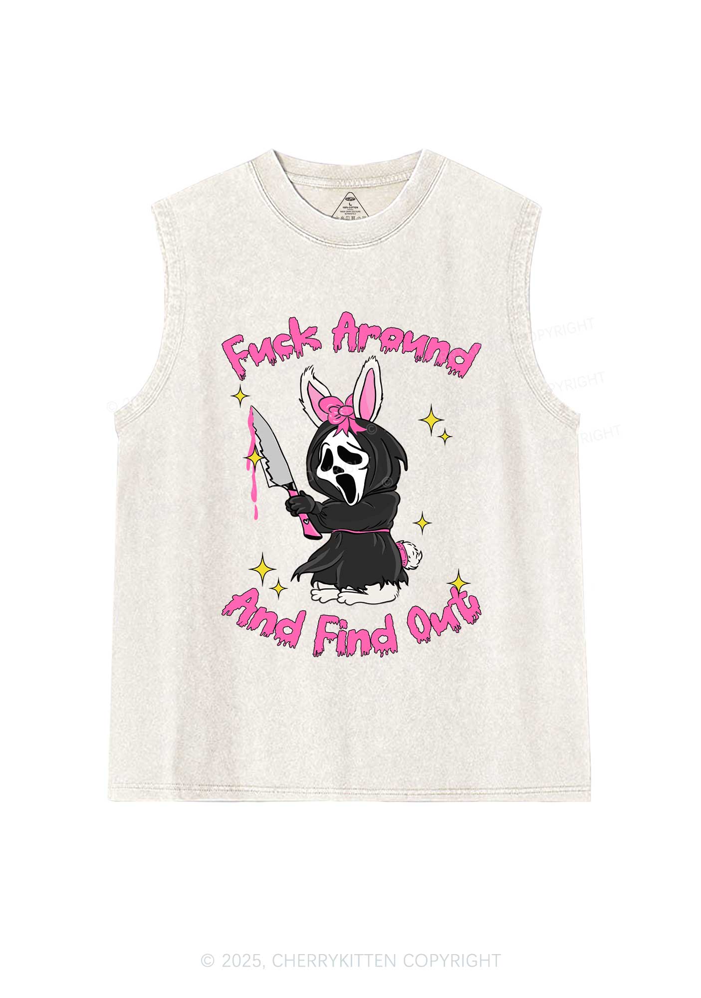 Halloween Fxxk Around Find Out Y2K Washed Muscle Tank Cherrykitten