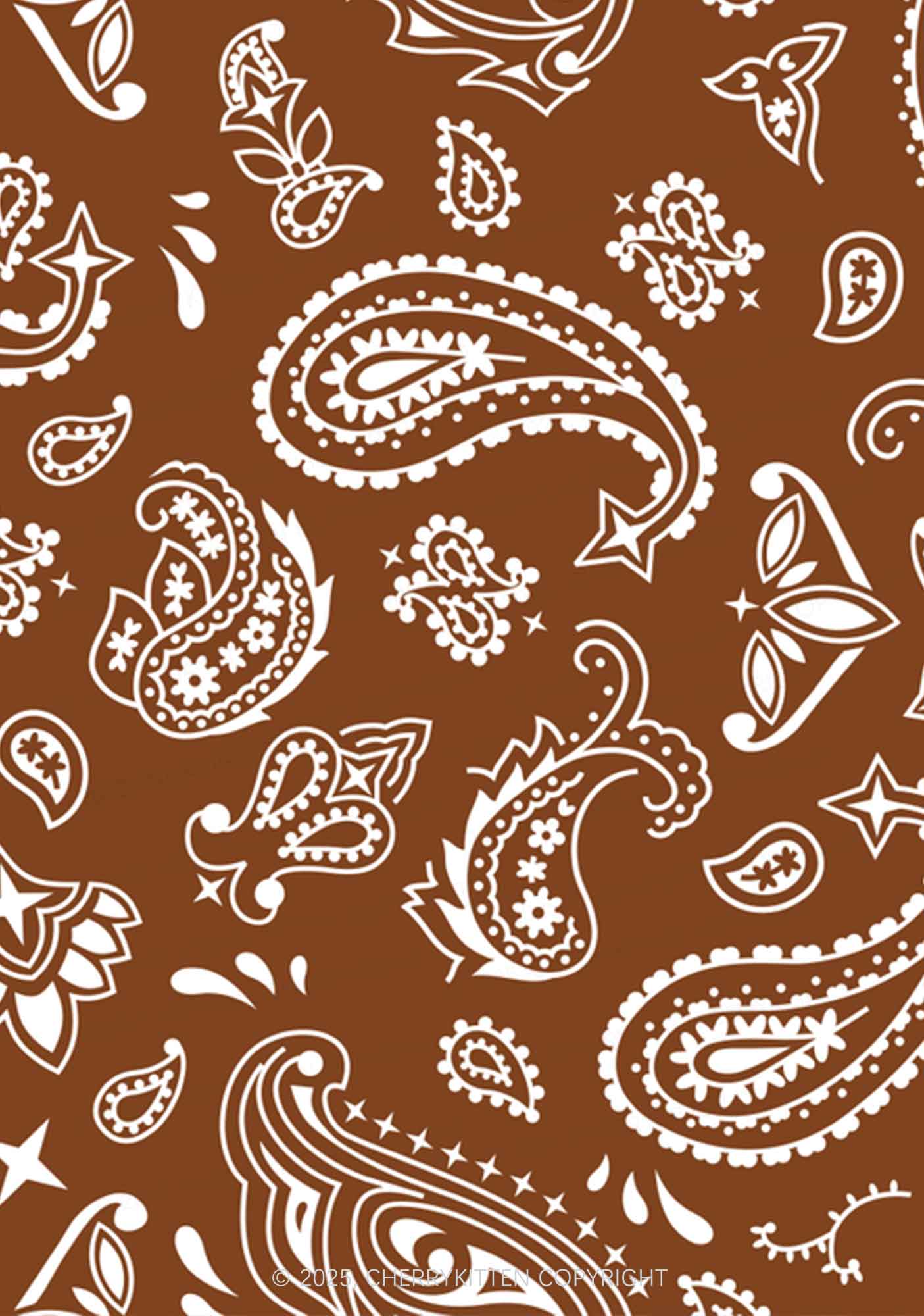 Brown Paisley Y2K Print Bikini Set Cherrykitten
