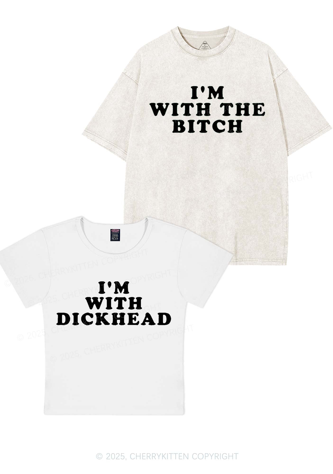 Bxxch Dxxkhead Y2K Valentine's Day Couple Shirt Cherrykitten