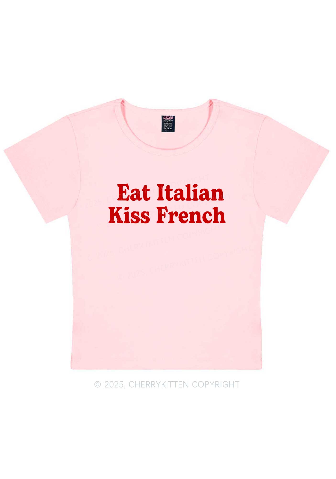 Eat Italian Kiss French Y2K Baby Tee Cherrykitten