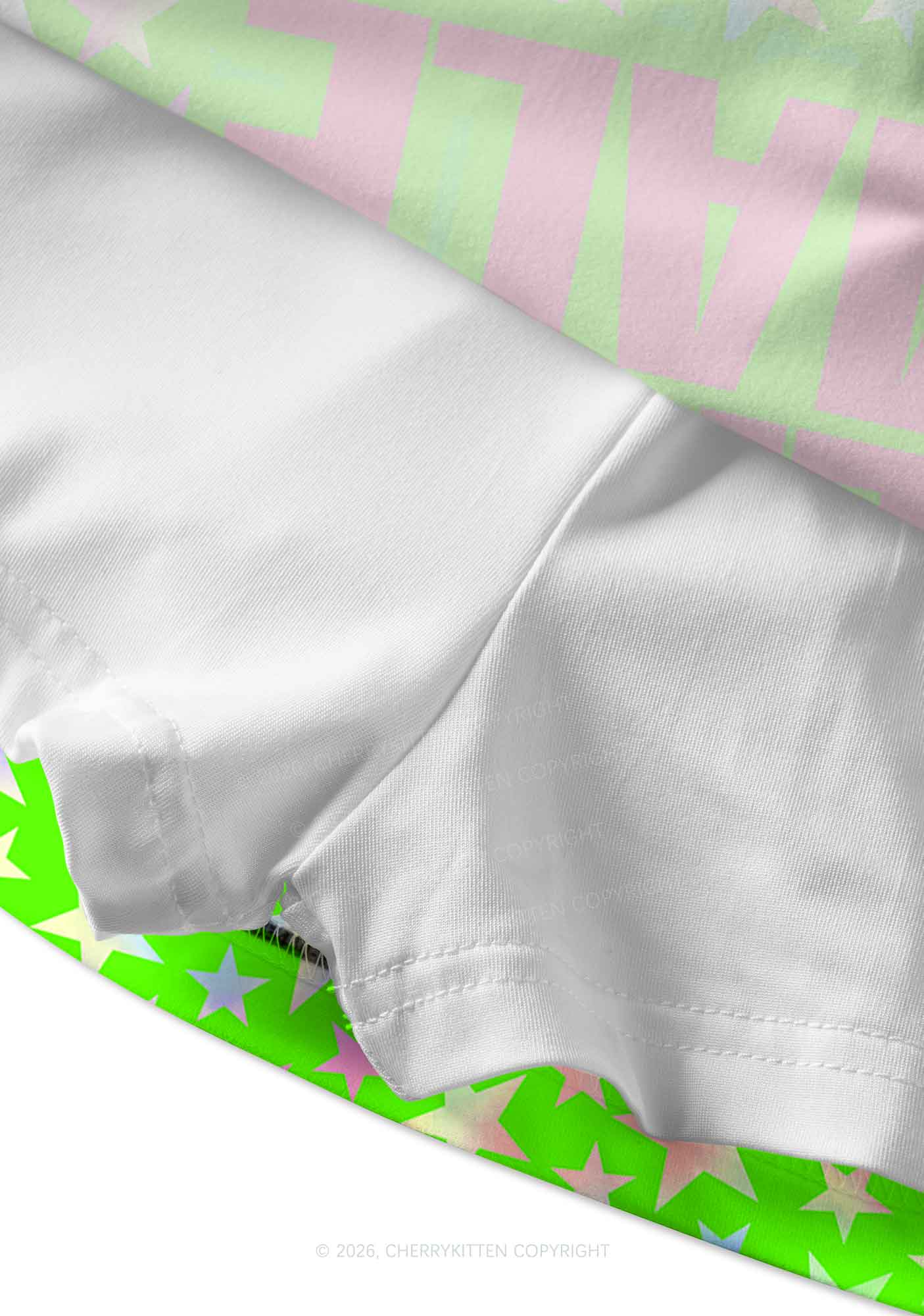 Green Alpha Male Y2K Print Mini Skirt Cherrykitten