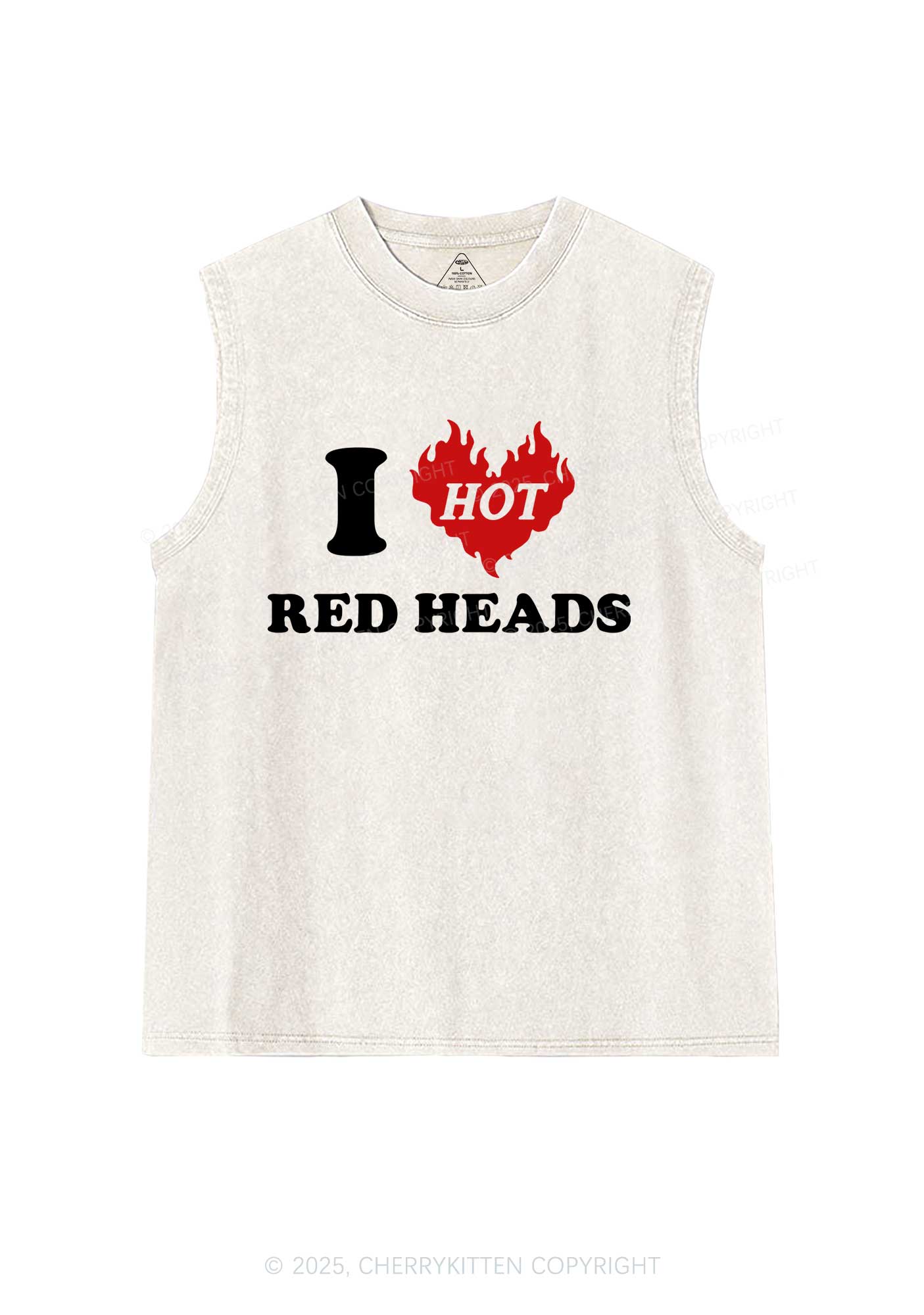 I Love Hot Red Heads Y2K Washed Muscle Tank Cherrykitten
