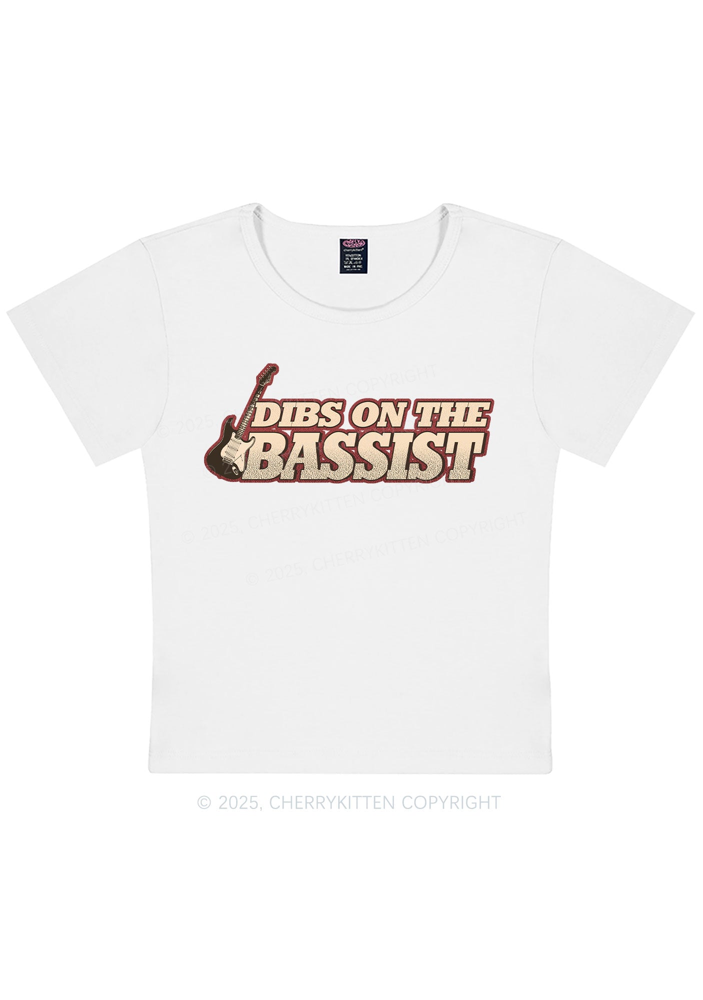 Dibs On The Bassist Y2K Baby Tee Cherrykitten