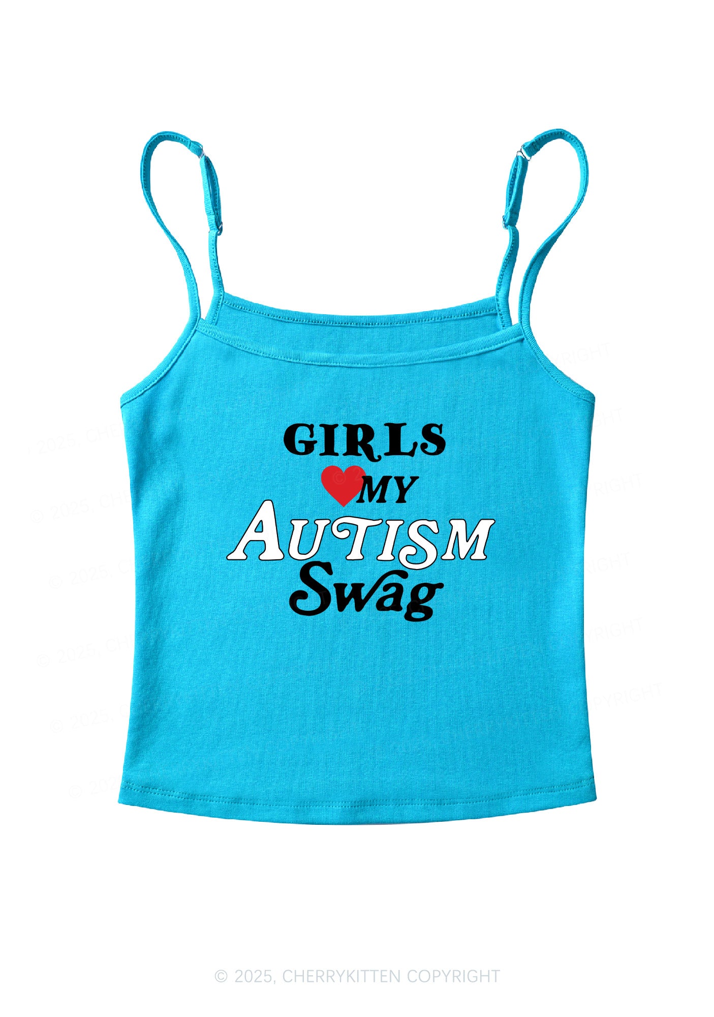 Girls Love Autism Swag Y2K Spaghetti Strap Cami Cherrykitten