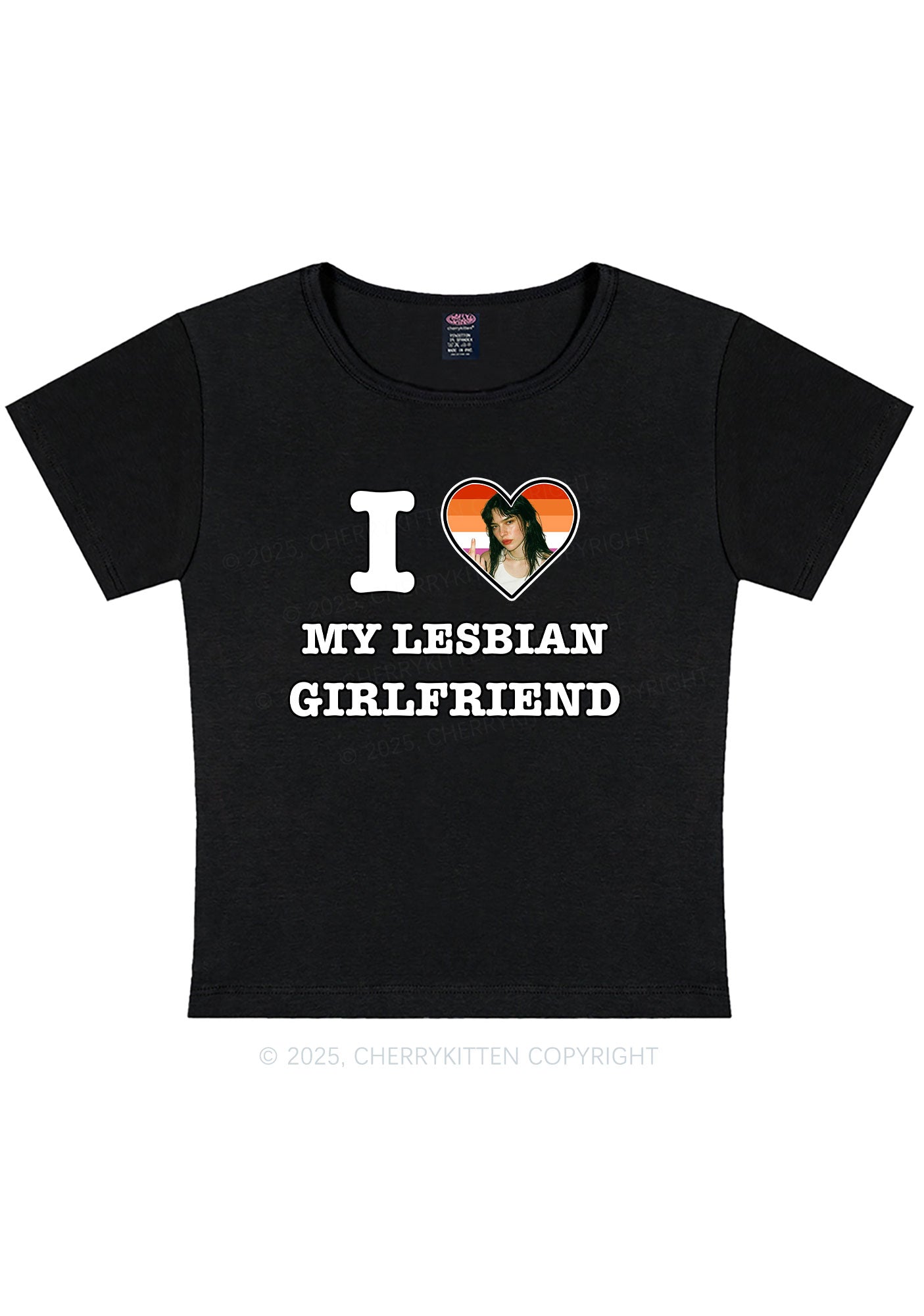 Custom My Lesbian GF Pride Y2K Baby Tee Cherrykitten