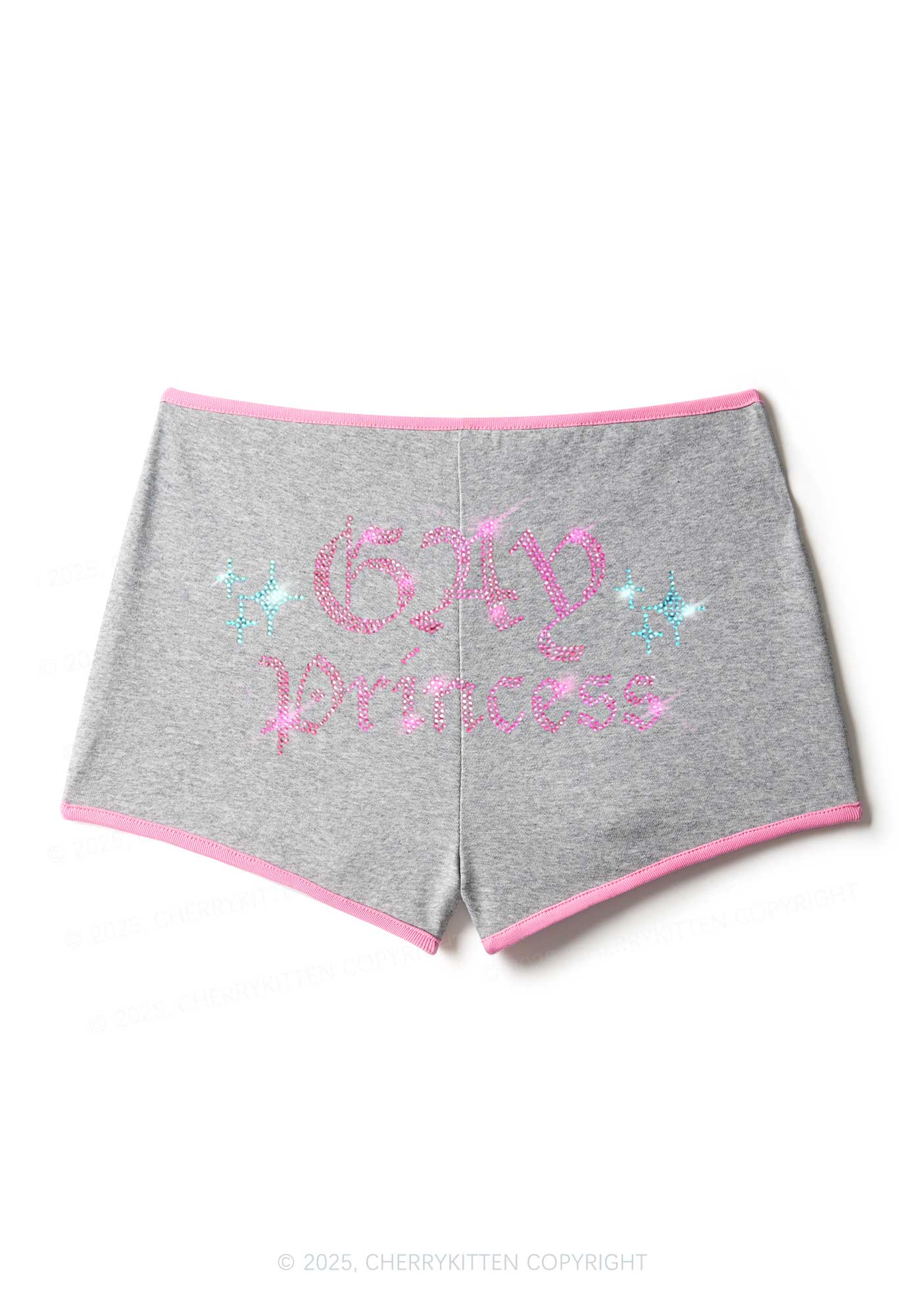 Rhinestone Gay Princess Pride Y2K Booty Shorts Cherrykitten