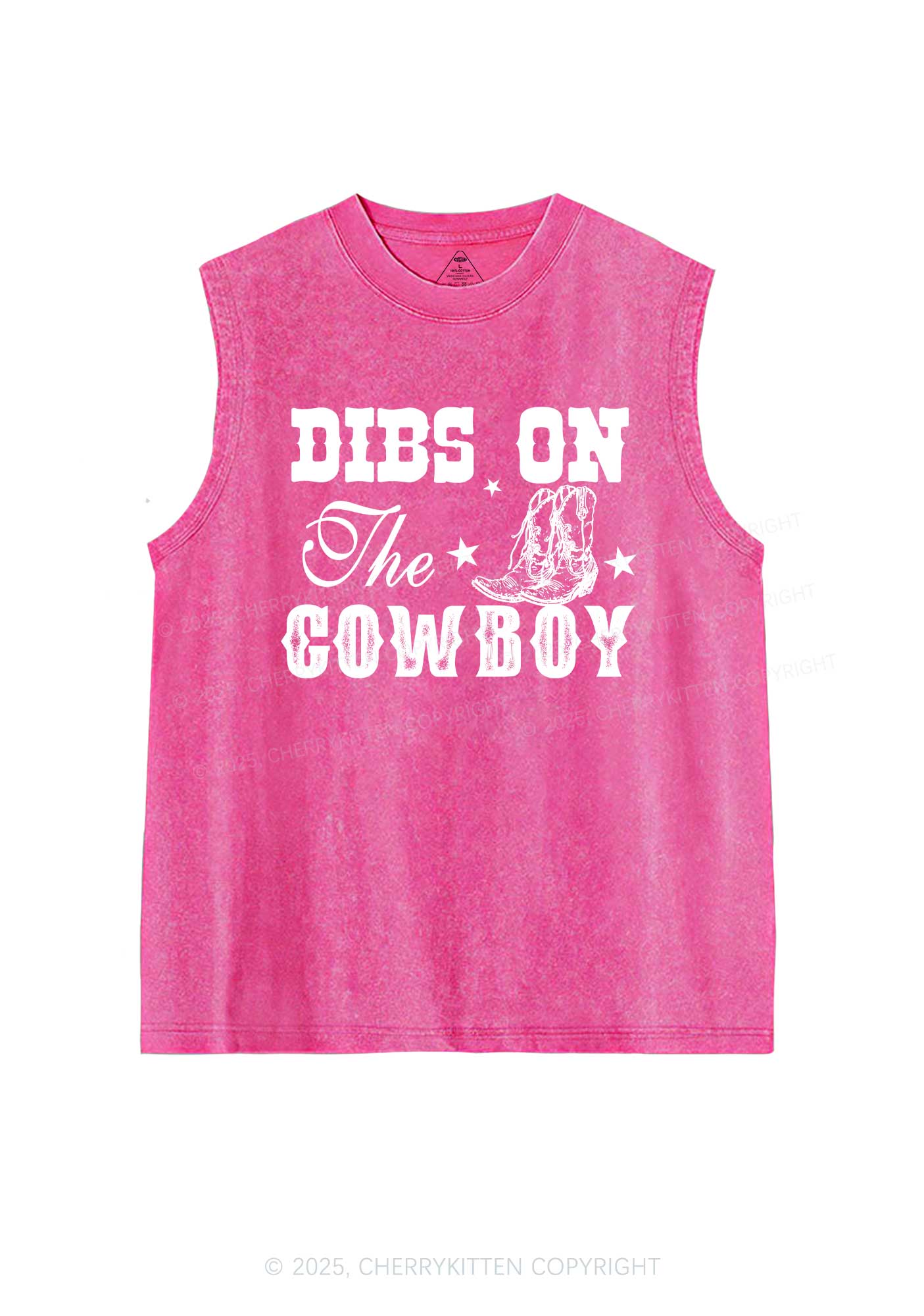 Dibs On The Cowboy Y2K Washed Muscle Tank Cherrykitten