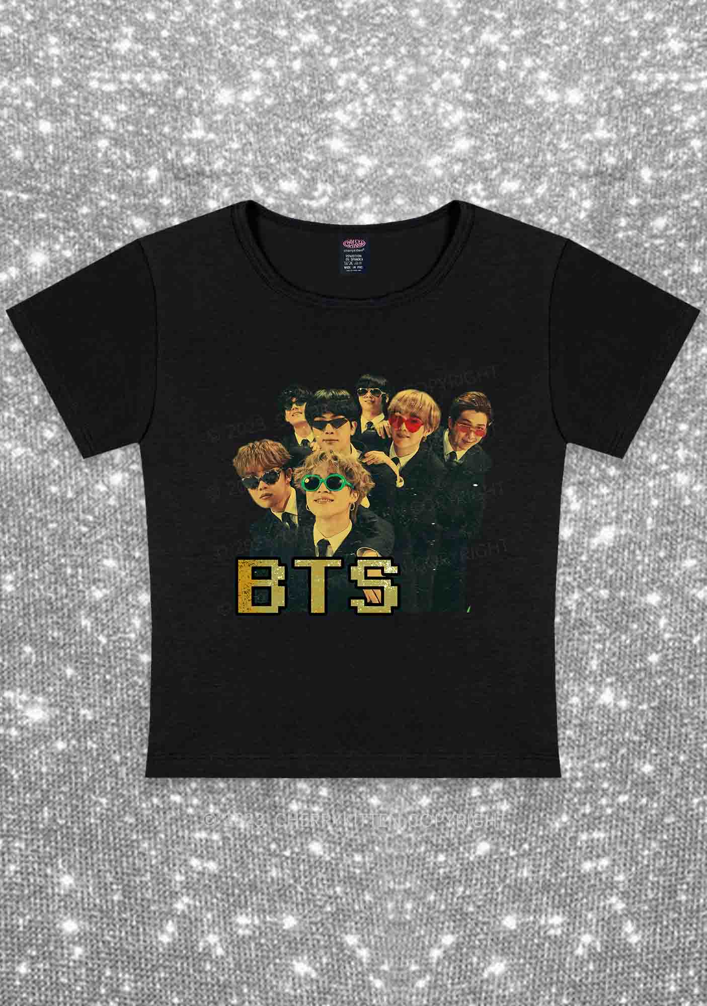 Vintage Bangtan Boys Kpop Y2K Baby Tee Cherrykitten