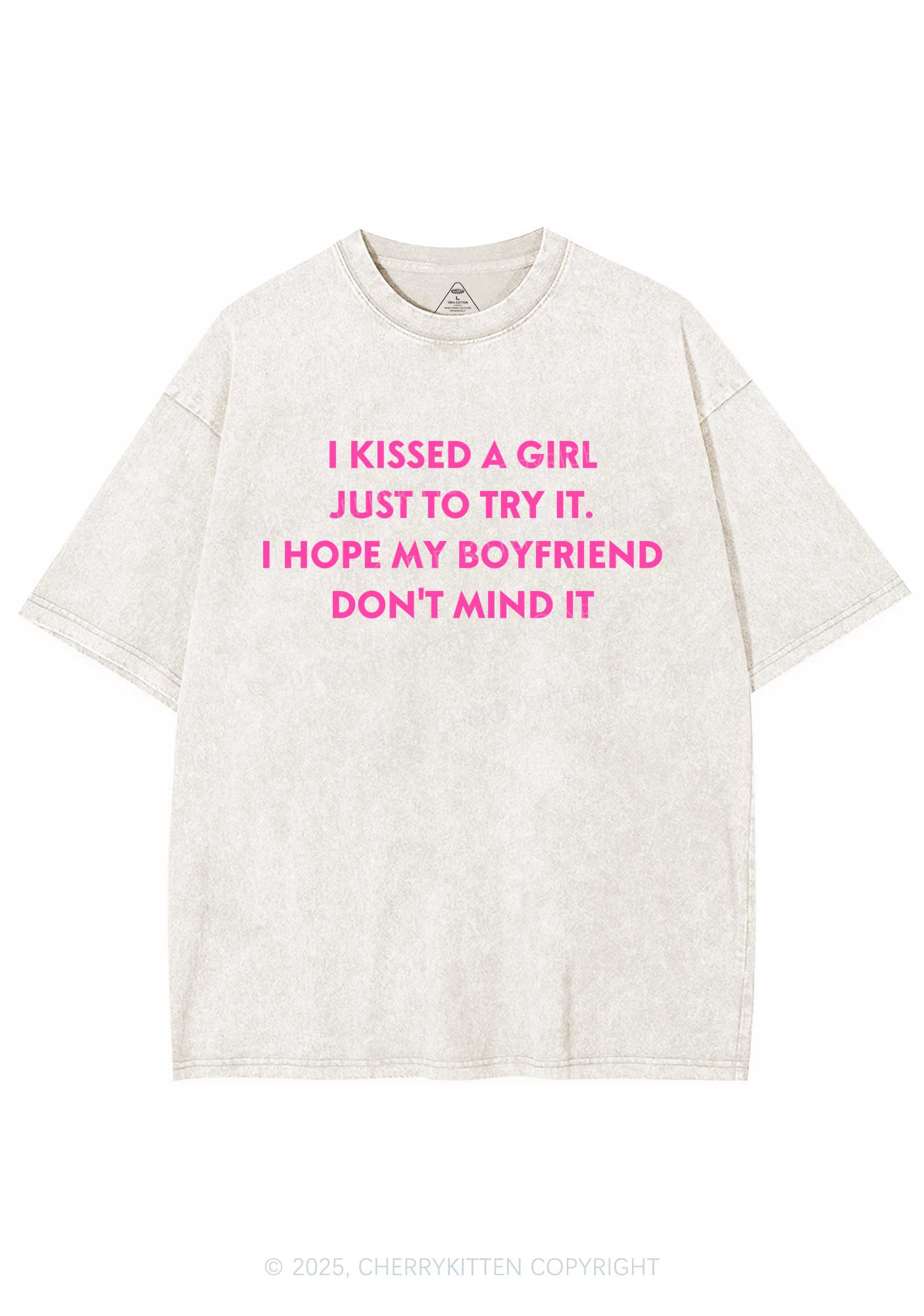 I Just Kissed A Girl Pride Y2K Shirts Washed Tee Cherrykitten