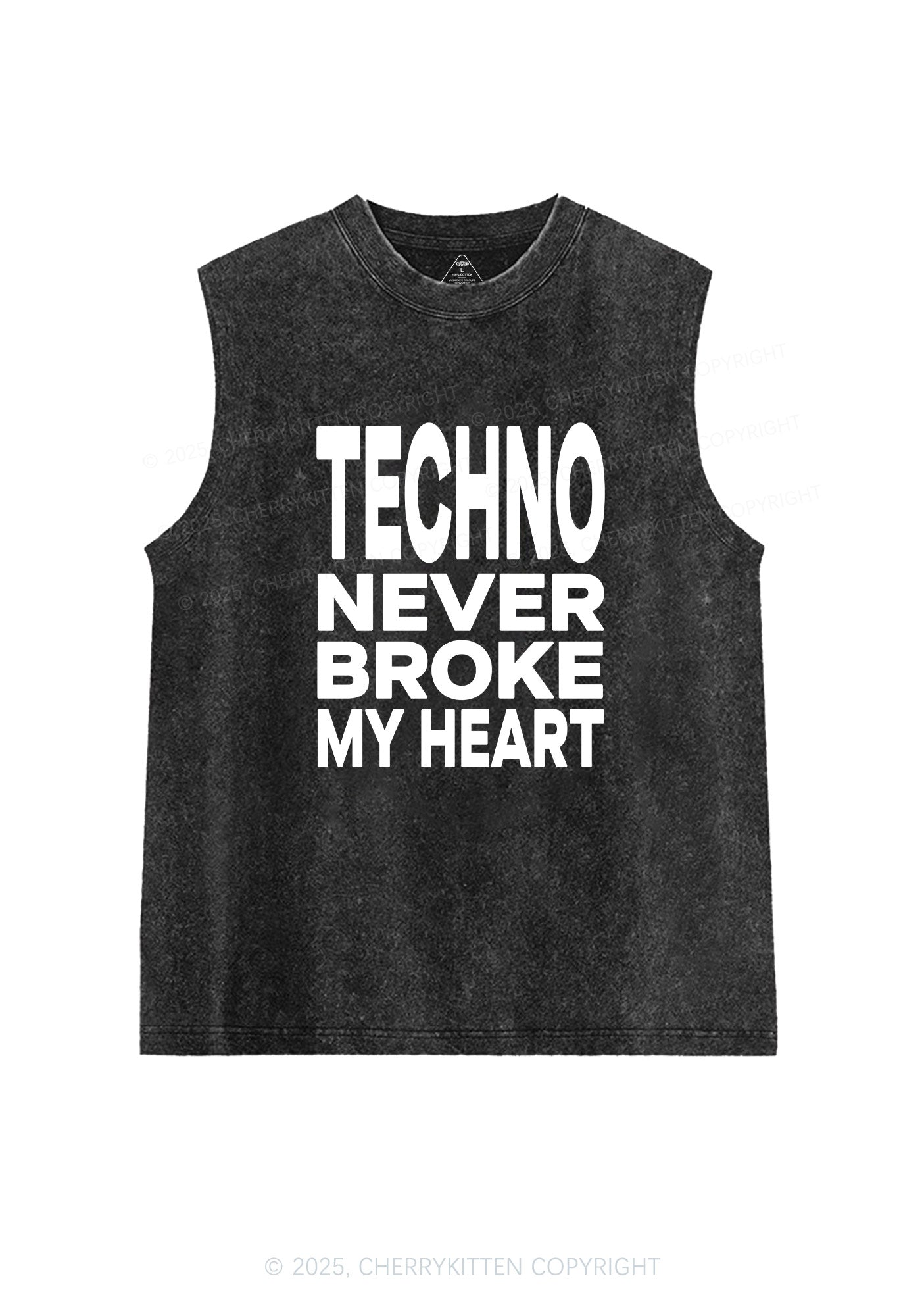 Techno Heart Y2K Washed Muscle Tank Cherrykitten