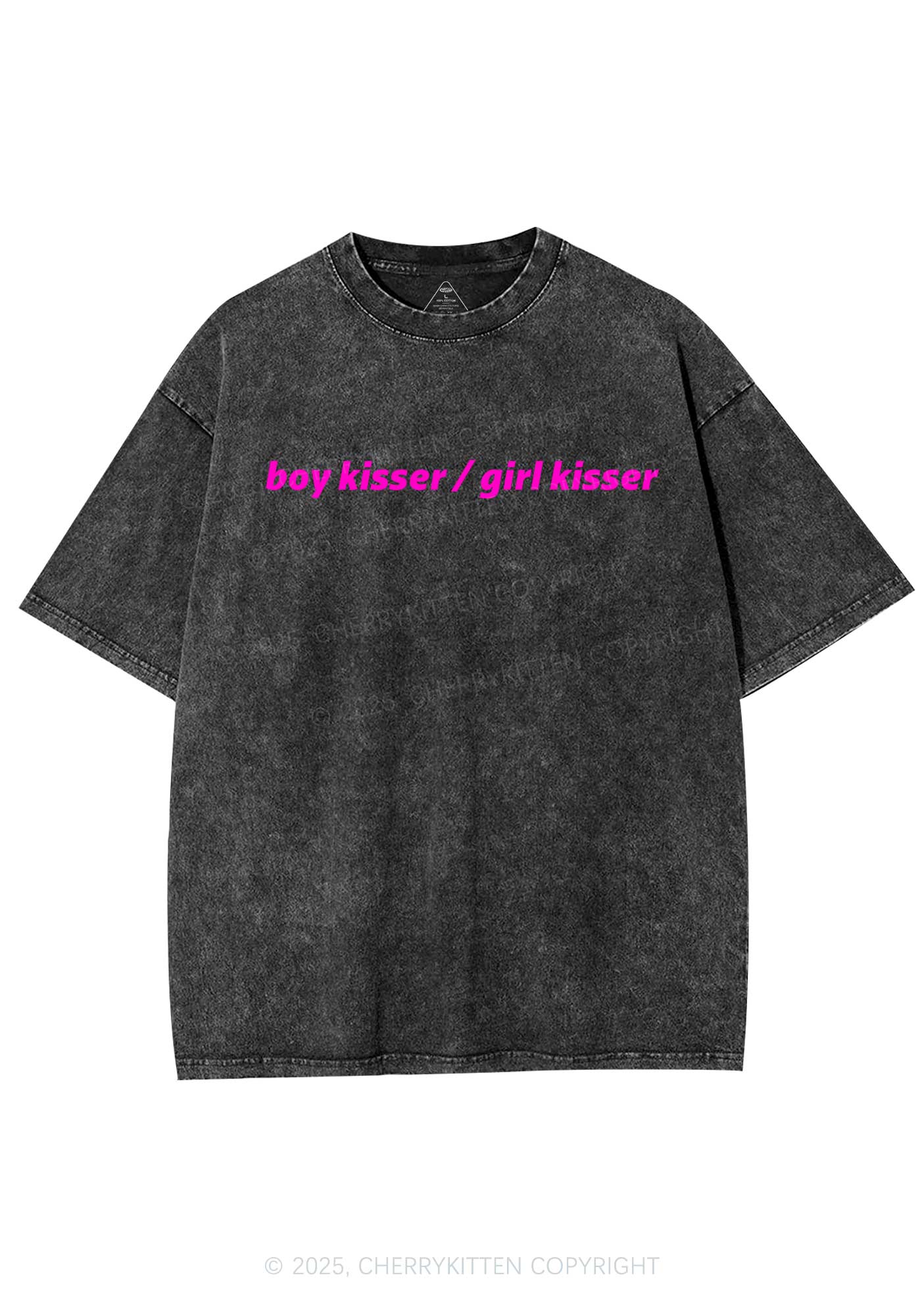 Boy Kisser Girl Kisser Pride Y2K Shirts Washed Tee Cherrykitten