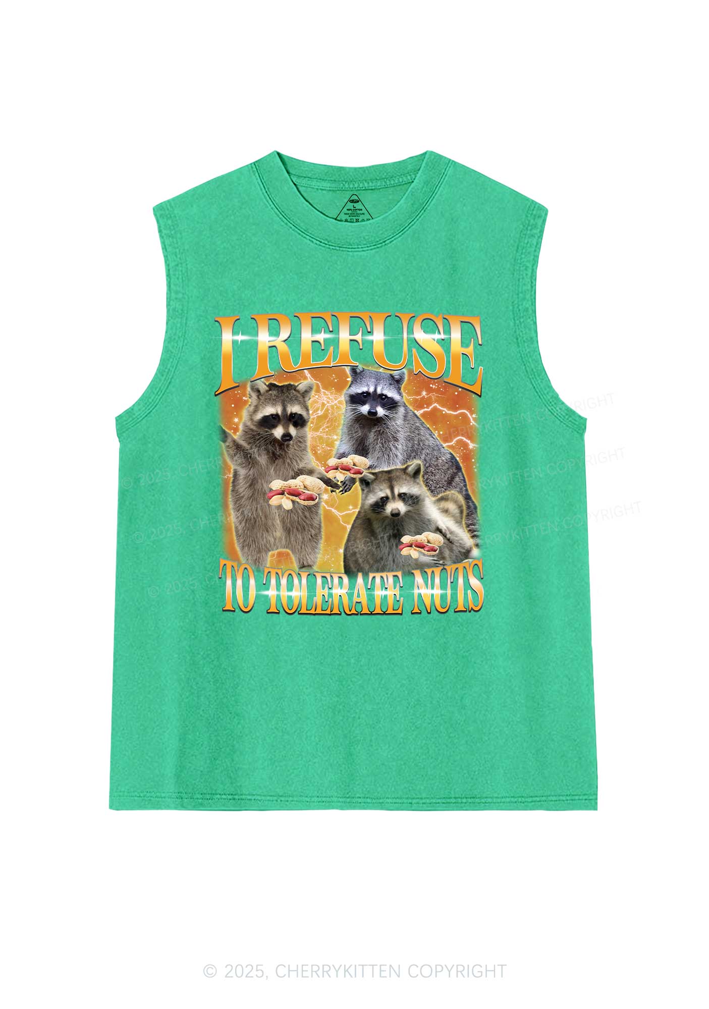 Retro Raccoon Nuts Y2K Washed Muscle Tank Cherrykitten