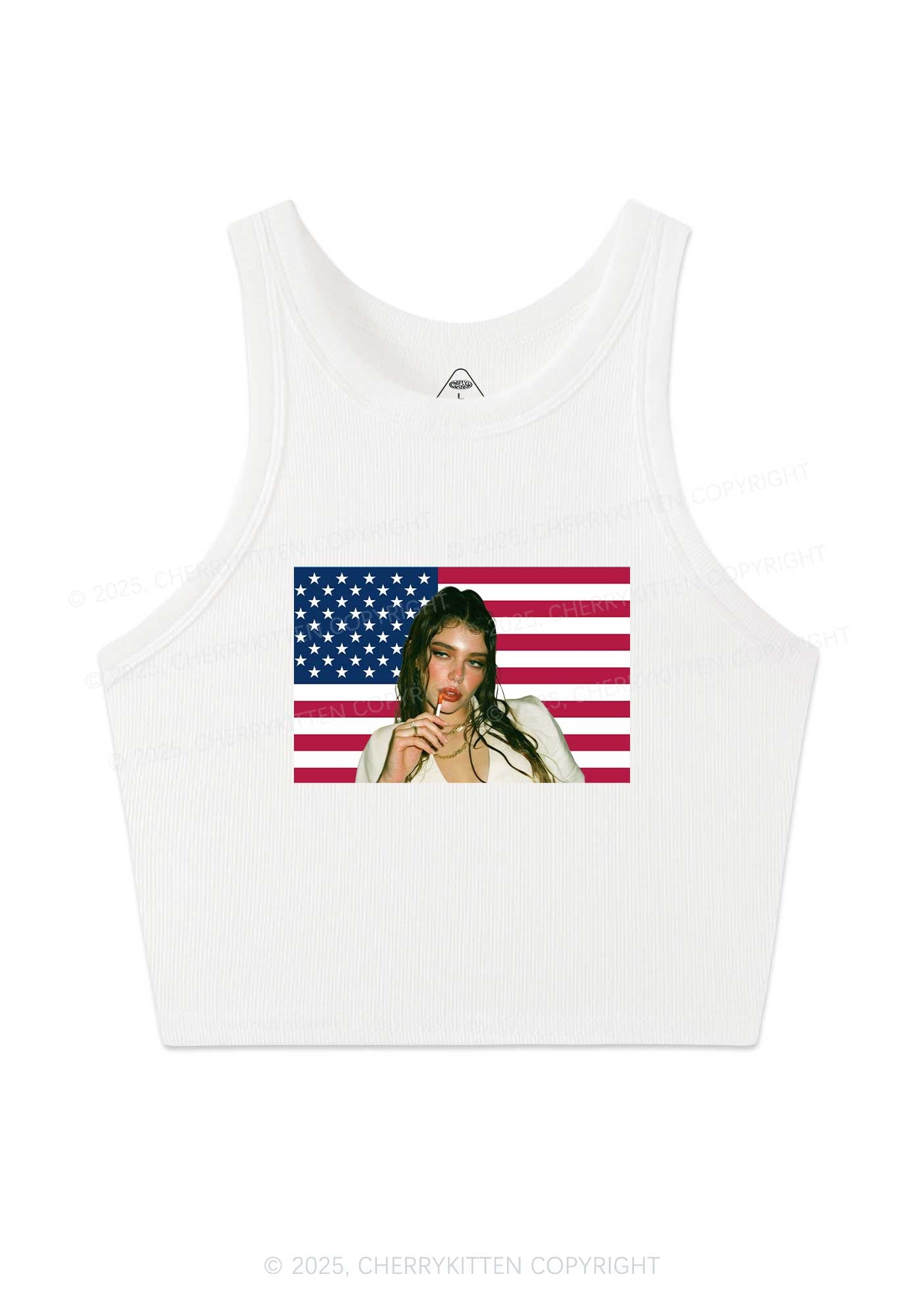 Custom Portrait Flag Y2K Crop Tank Top Cherrykitten