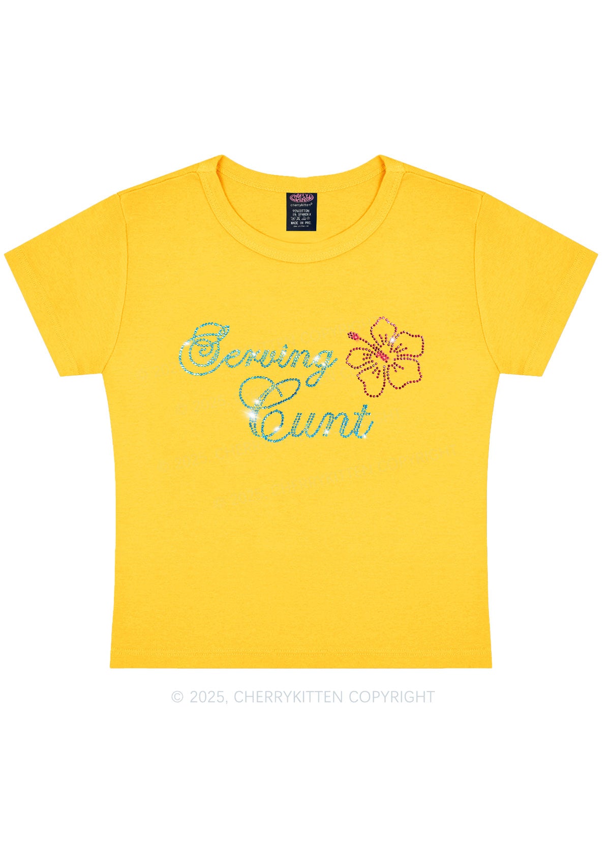 Rhinestone Serving Cxxt Y2K Baby Tee Cherrykitten