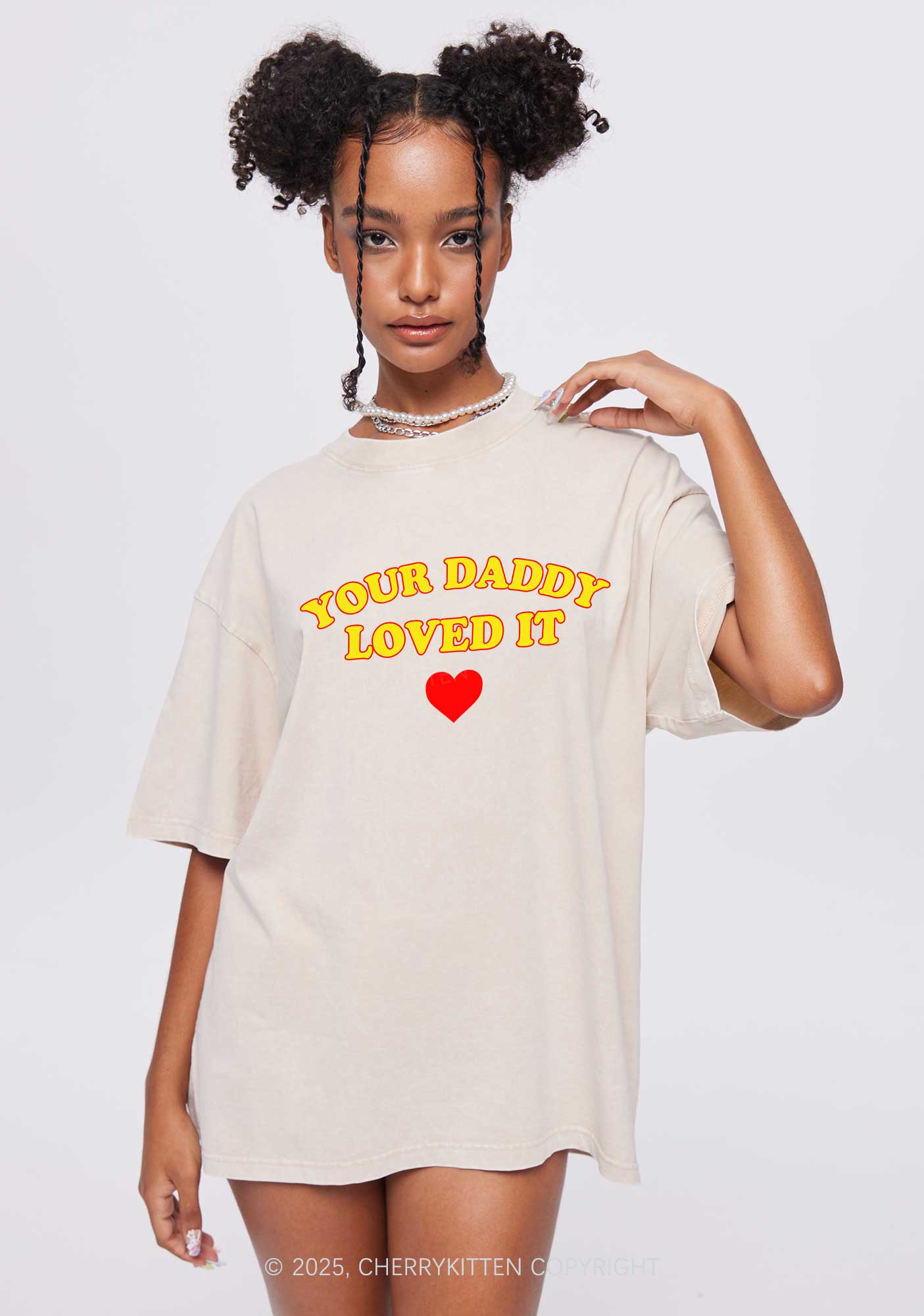 Your Daddy Loved It Y2K Shirts Washed Tee Cherrykitten