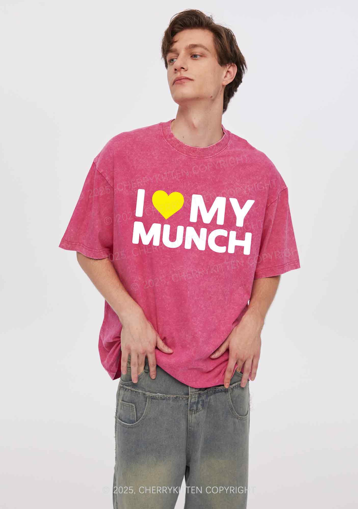 I Love My Munch Y2K Shirts Washed Tee Cherrykitten