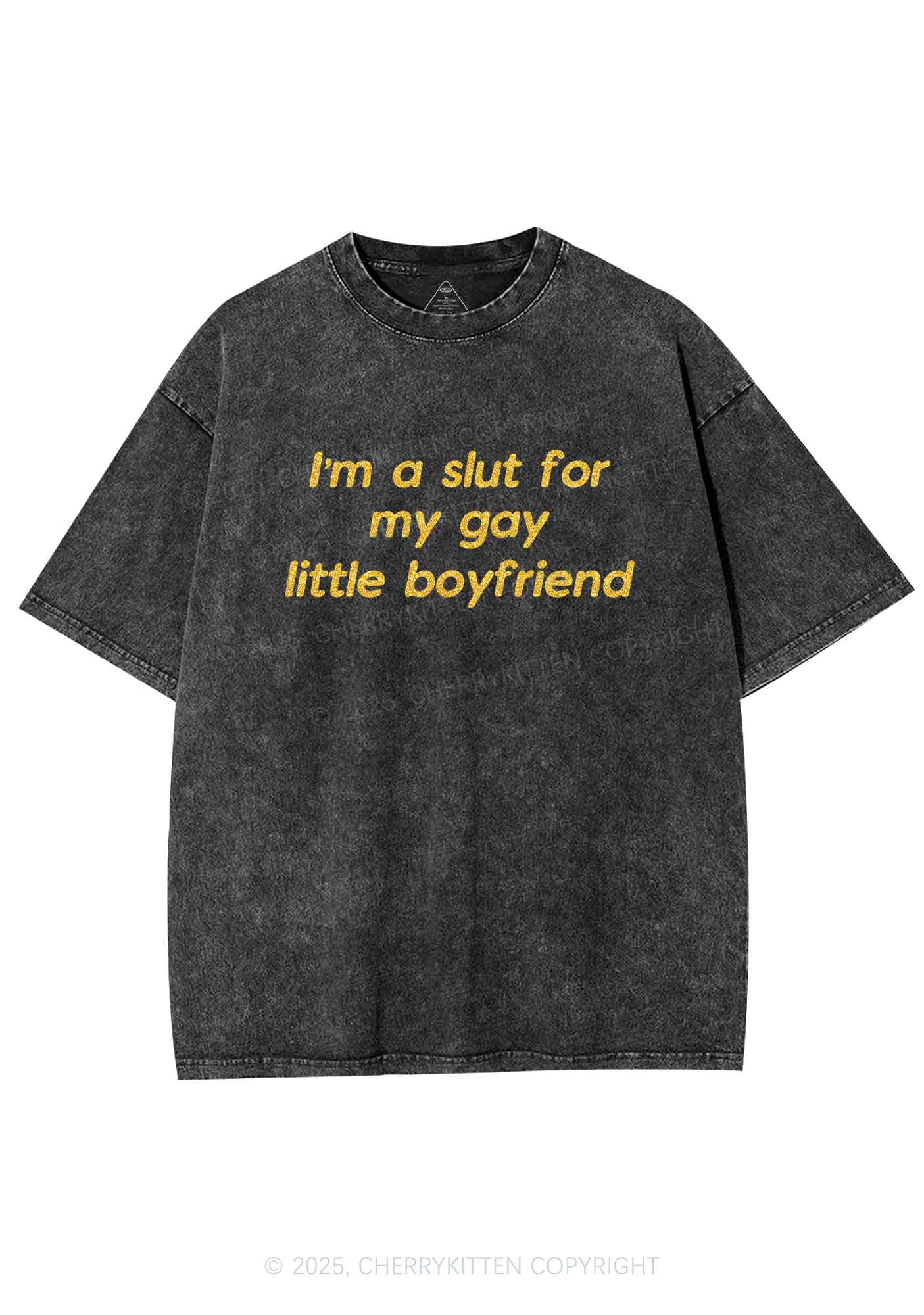 Glitter Slxt For My Gay BF Y2K Shirts Washed Tee Cherrykitten